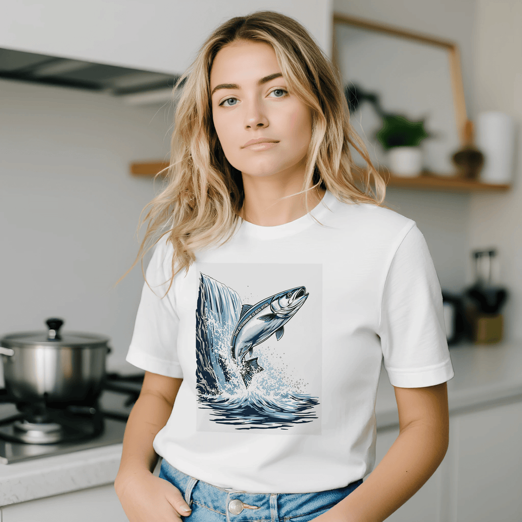 Salmon Leap Waterfall T-Shirt | Determination Gift UK - Wild Thread Co