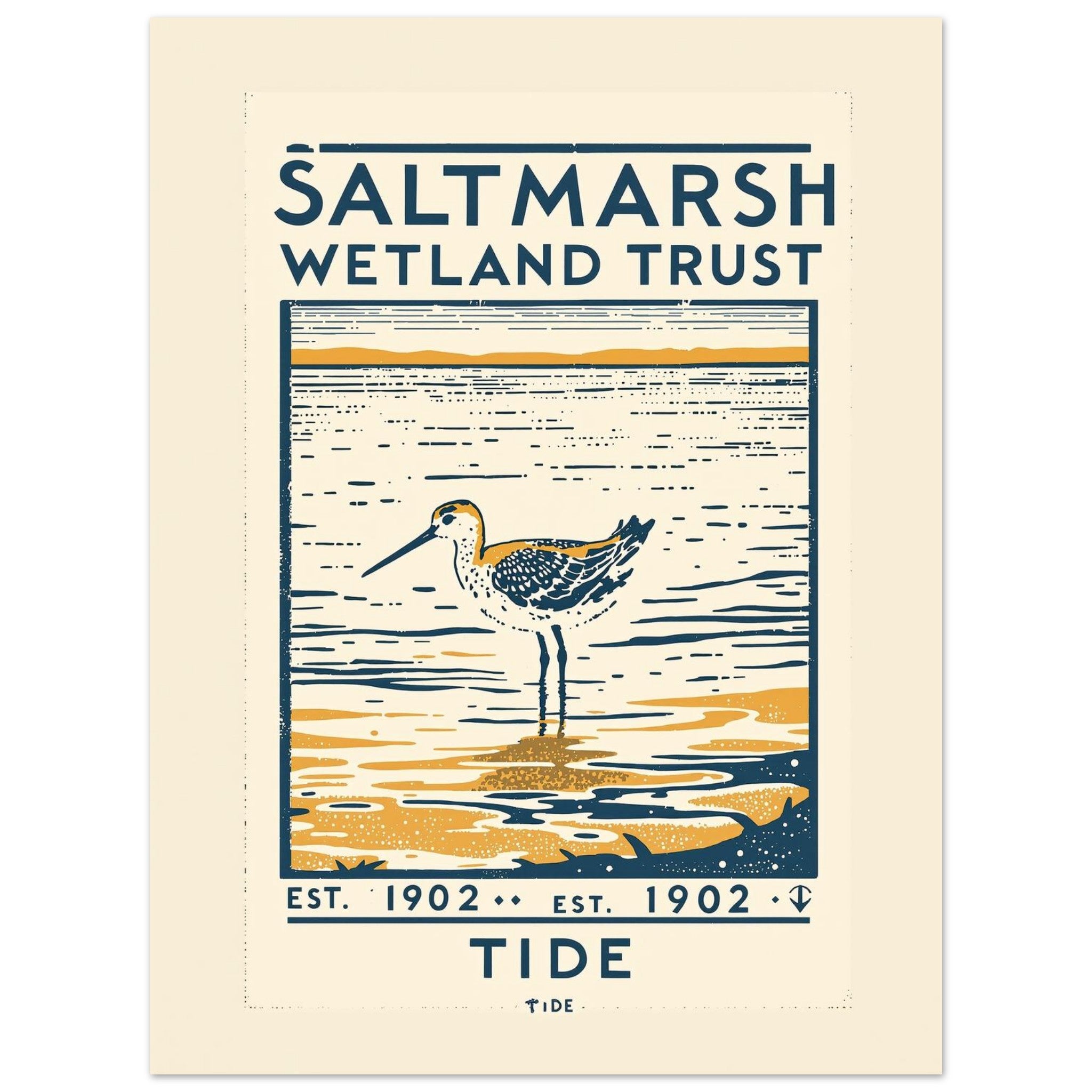 Saltmarsh Vintage Travel Art Wall Art UK Art Print Poster Wall Art UK UK Gift Art Print — detail view | Wild Thread Co