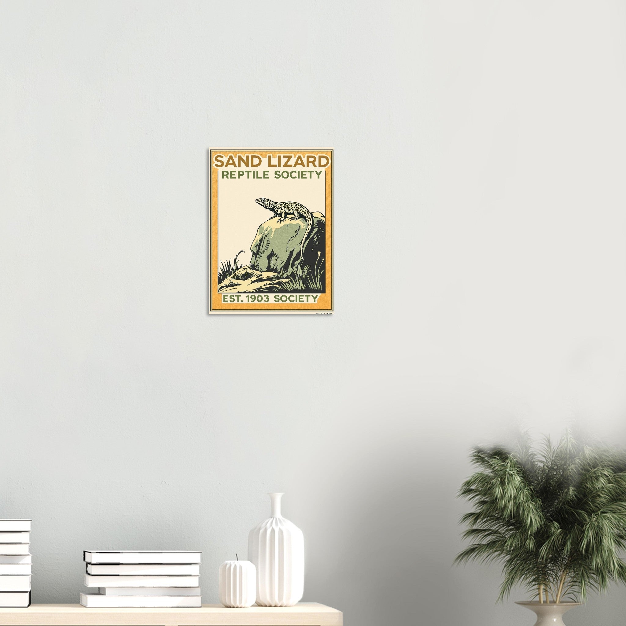 Sand Lizard Vintage Travel Art Wall Art UK Art Print Poster Wall Art UK UK Gift Art Print — detail view | Wild Thread Co