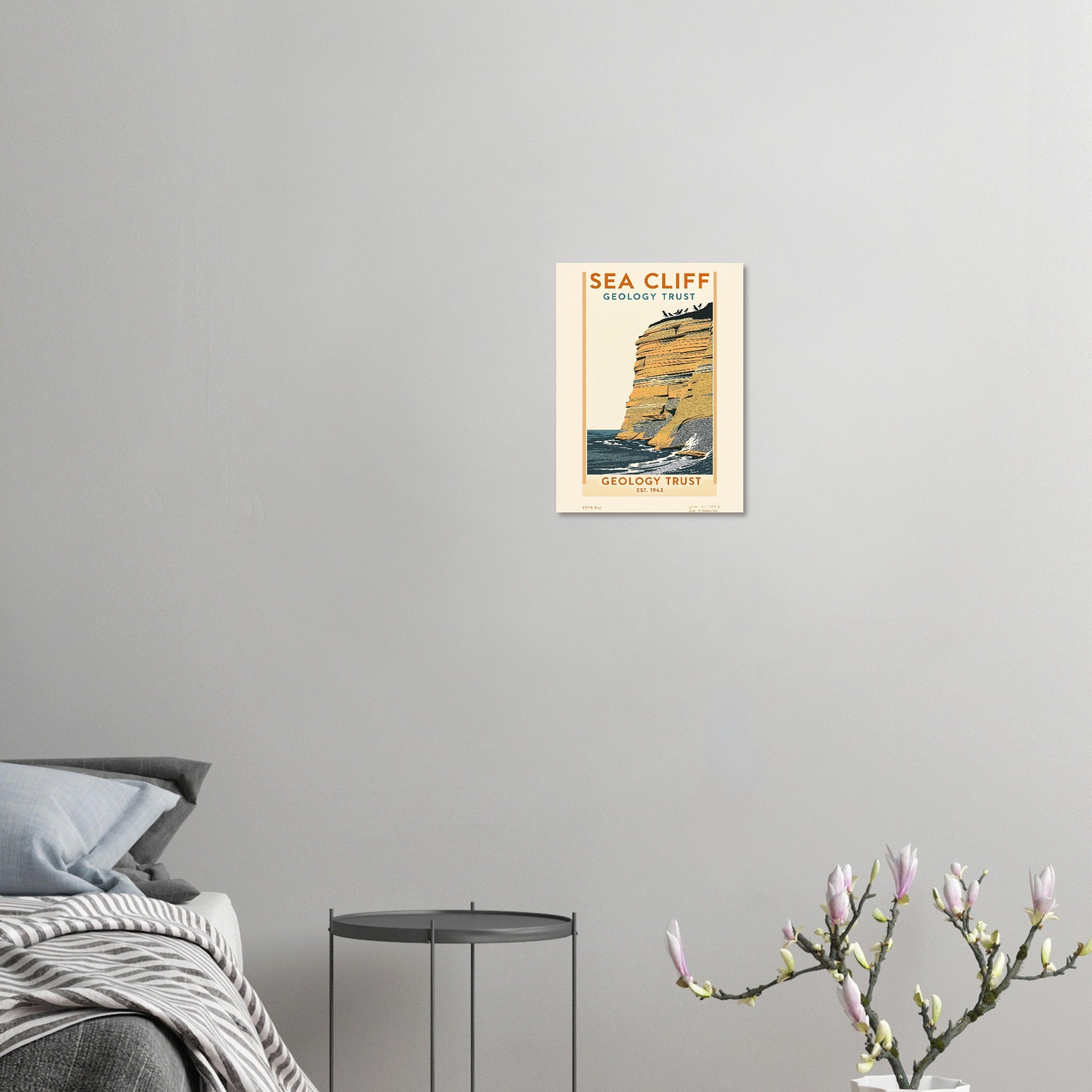 Sea Cliff Vintage Travel Art Wall Art UK Art Print Poster Wall Art UK UK Gift Art Print — detail view | Wild Thread Co