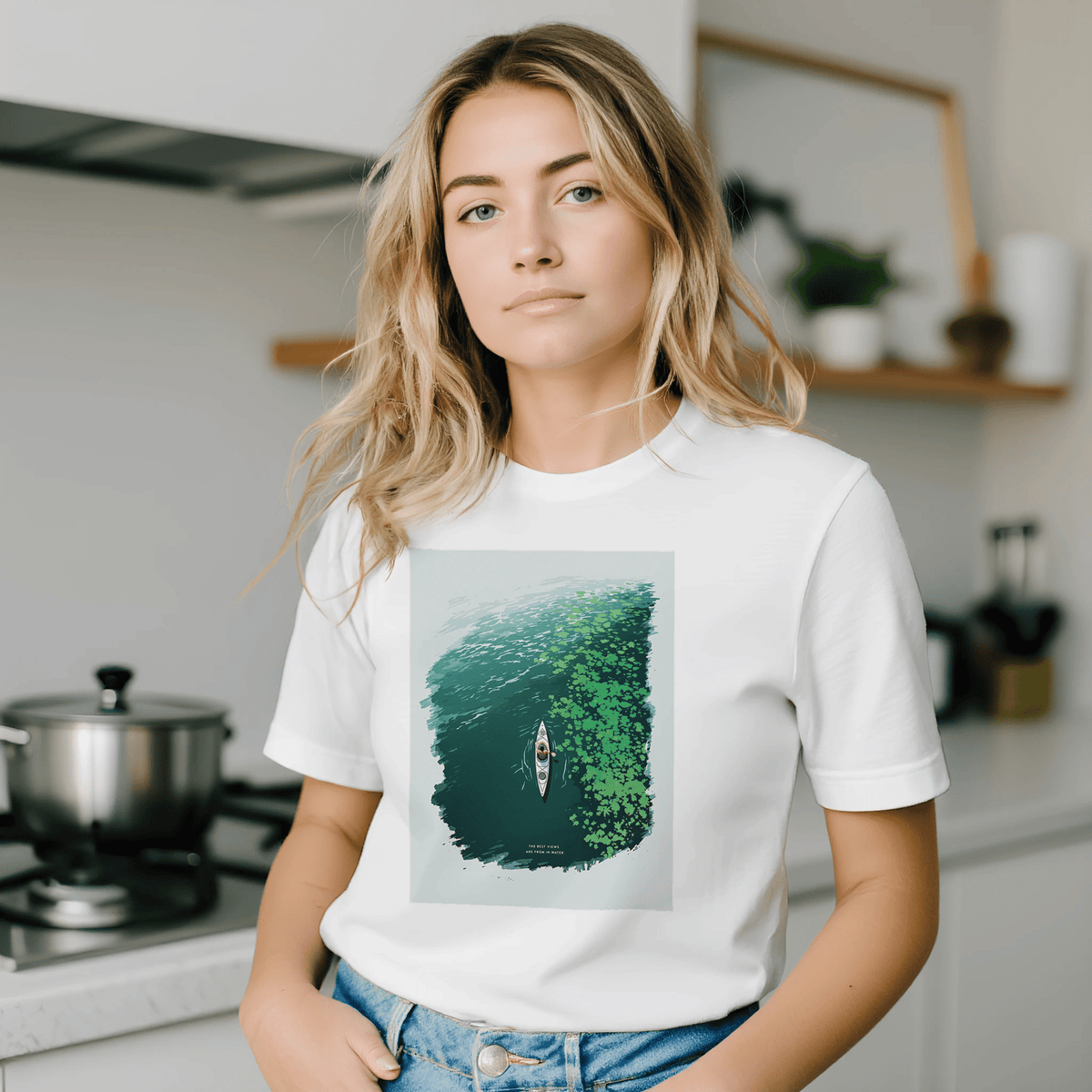 Sea Kayak Paddler T-Shirt | Kayaking Shirt UK Aerial Design - Wild Thread Co