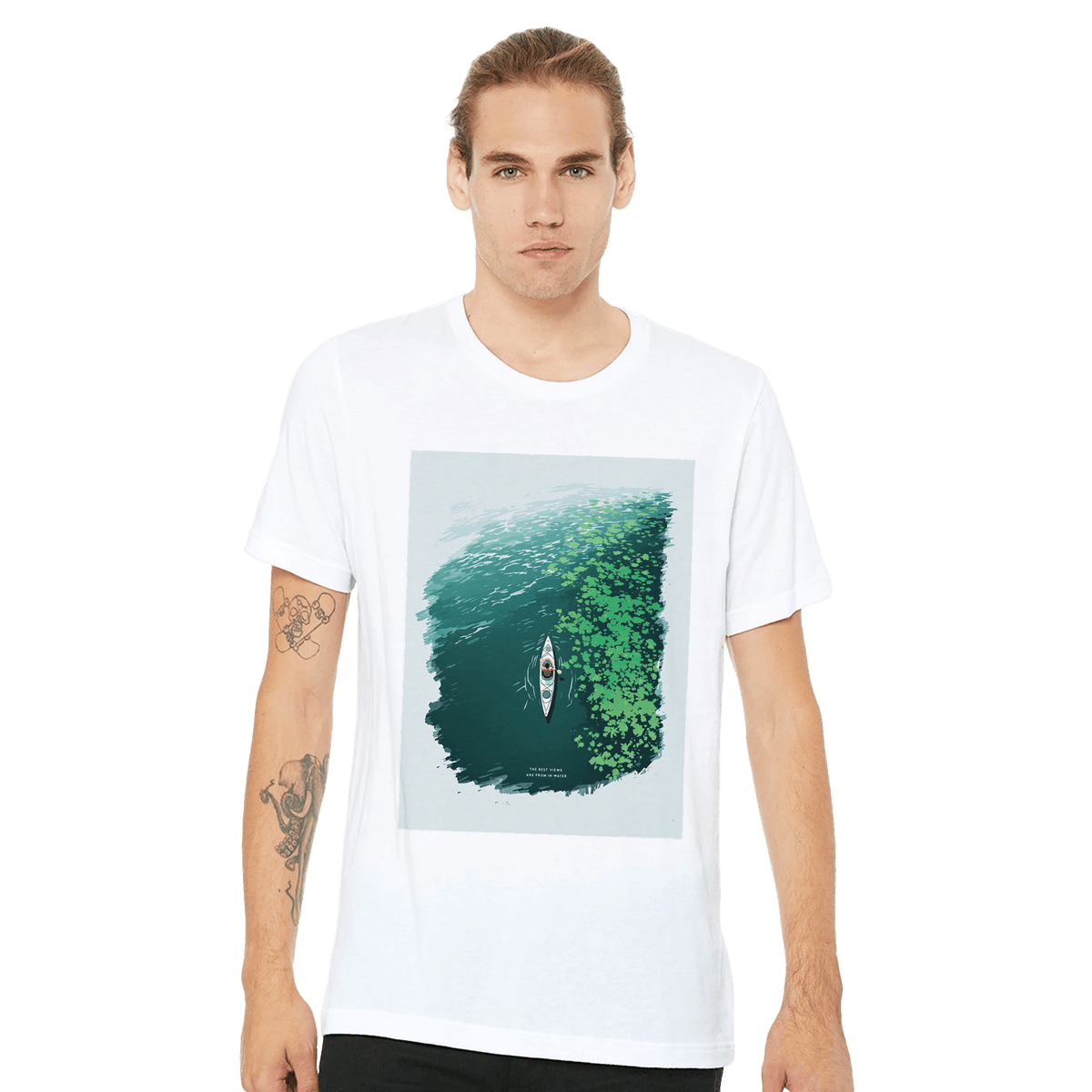 Sea Kayak Paddler T-Shirt | Kayaking Shirt UK Aerial Design - Wild Thread Co