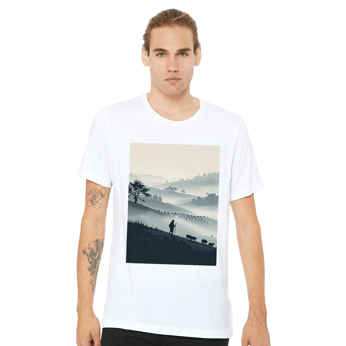 Shepherd Hillside T-Shirt | Pastoral Countryside Gift Tee - Wild Thread Co