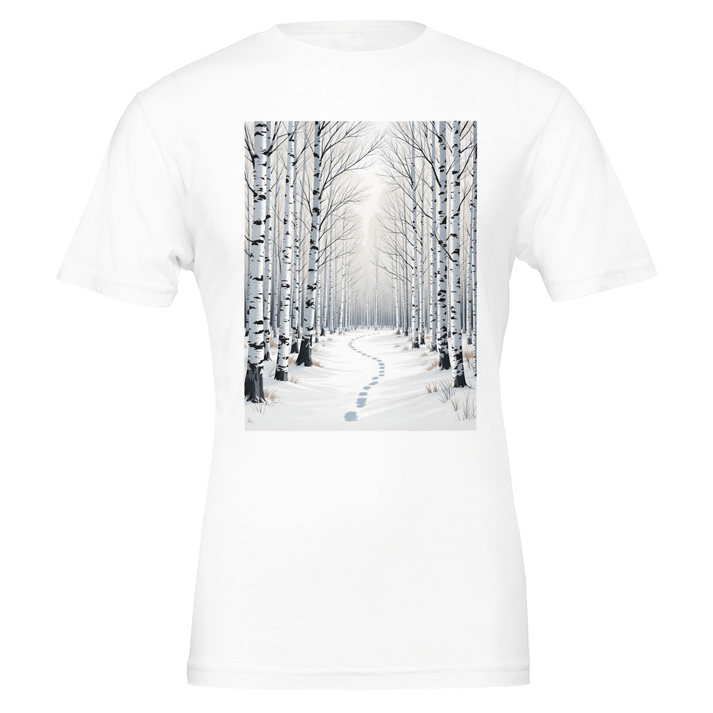 Silver Birch Winter Woodland T-Shirt | Illustrated Nature Tee - Wild Thread Co