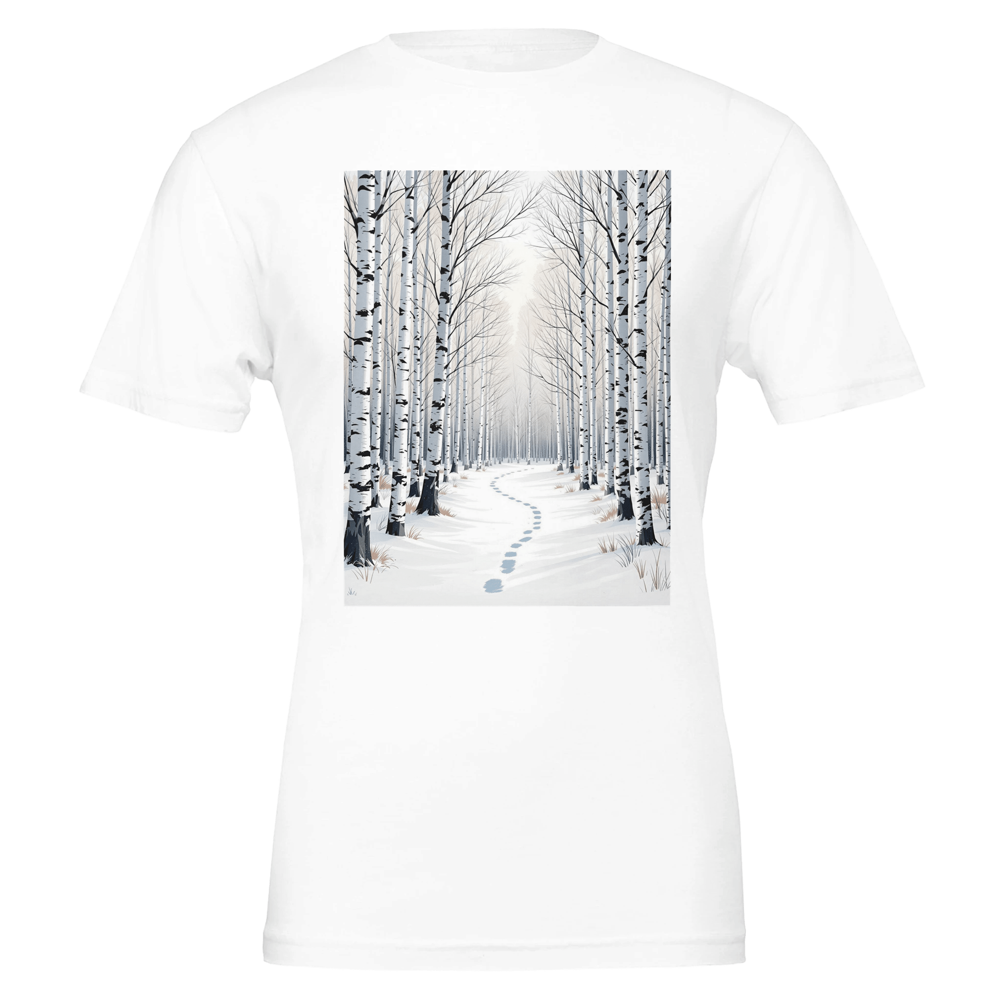 Silver Birch Winter Woodland T-Shirt | Illustrated Nature Tee - Wild Thread Co