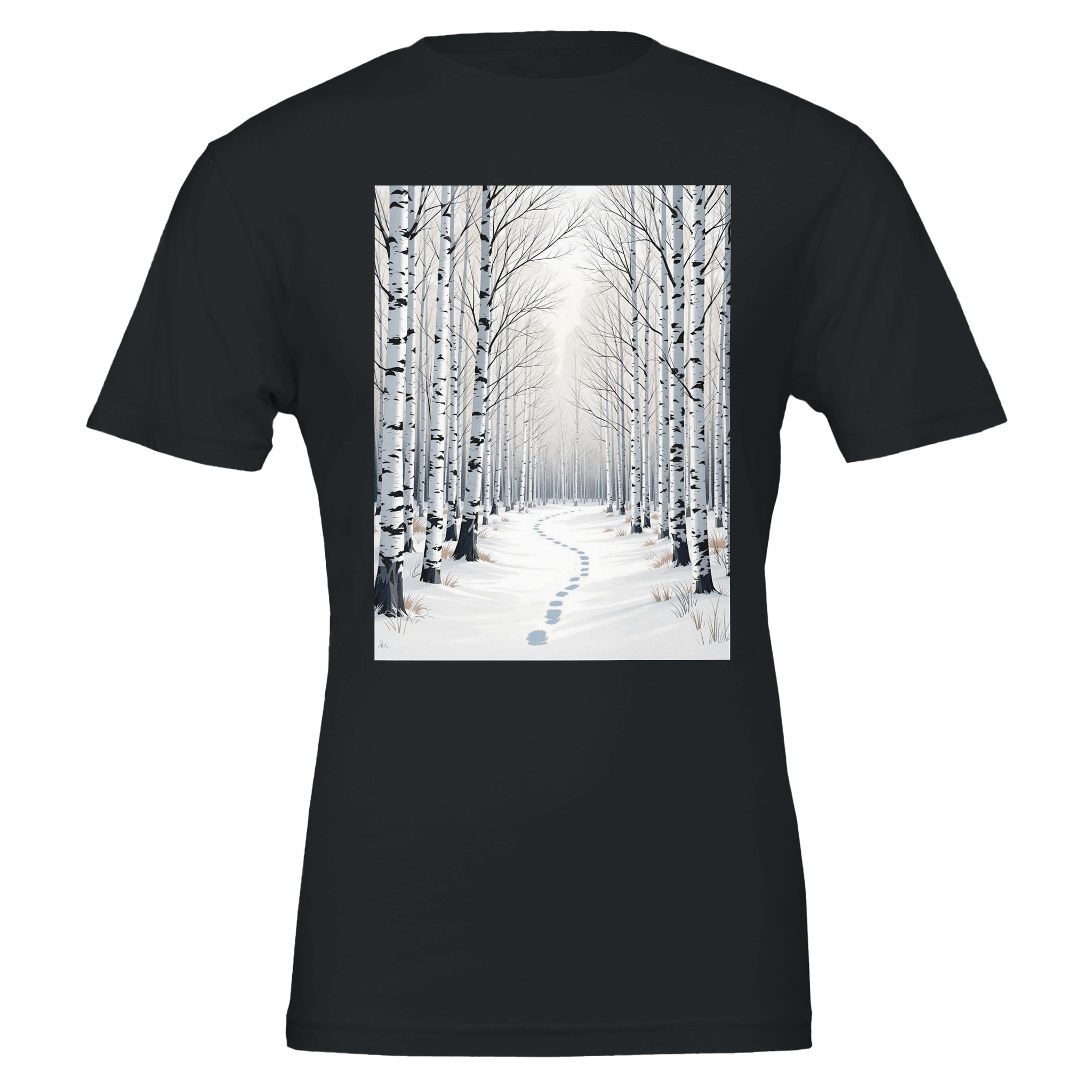 Silver Birch Winter Woodland T-Shirt | Illustrated Nature Tee - Wild Thread Co