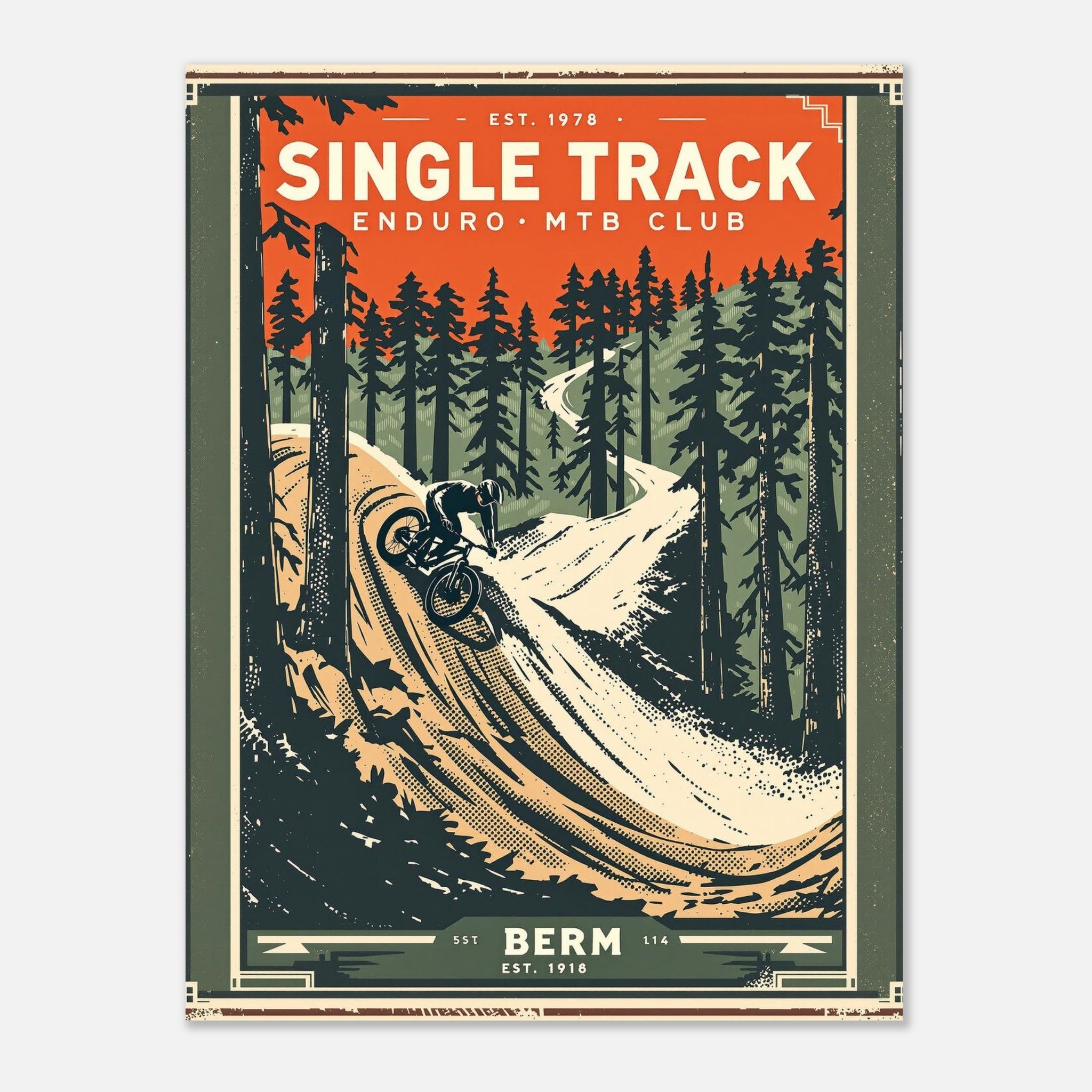 Single Track Vintage Travel Art Wall Art UK Art Print Poster Wall Art UK UK Gift Art Print — detail view | Wild Thread Co