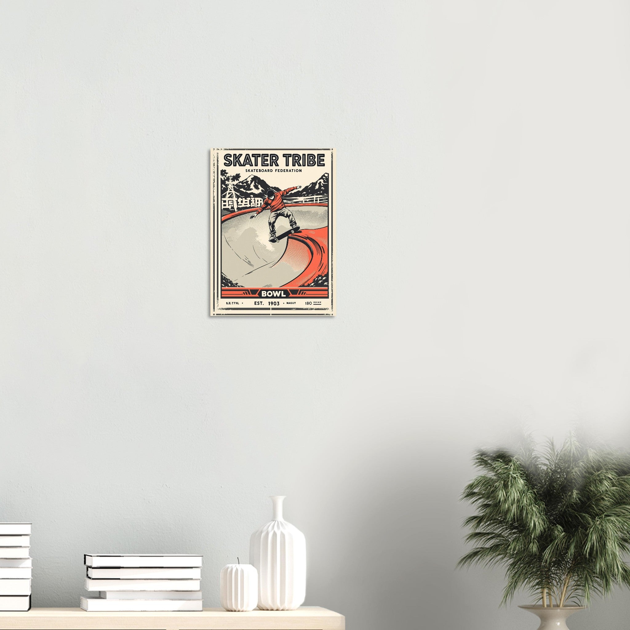 Skater Tribe Vintage Travel Art Wall Art UK Art Print Poster Wall Art UK UK Gift Art Print — detail view | Wild Thread Co