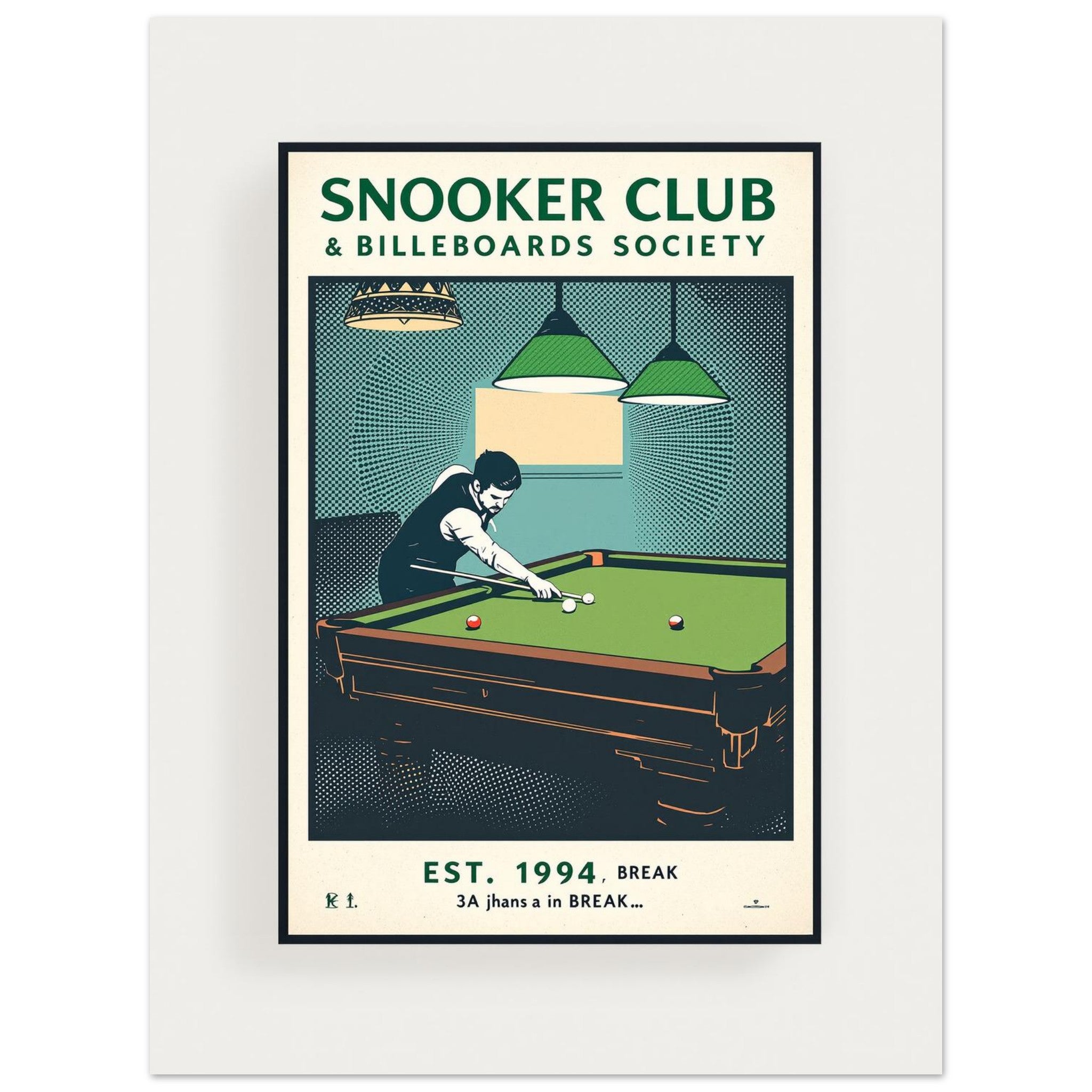 Snooker Club Vintage Travel Art Wall Art UK Art Print Poster Wall Art UK UK Gift Art Print — detail view | Wild Thread Co