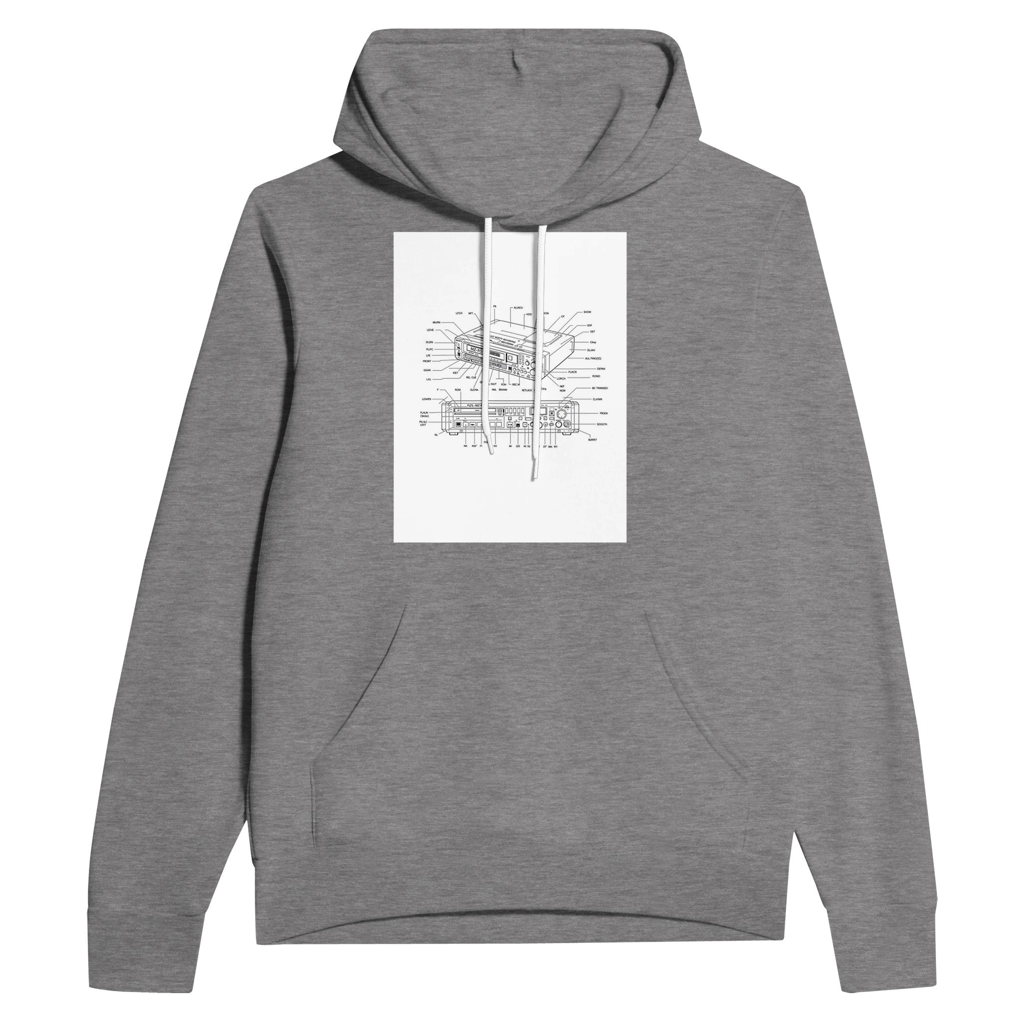 Sony MZ-R55 Minidisc Player Technical Illustration Hoodie - Wild Thread Co