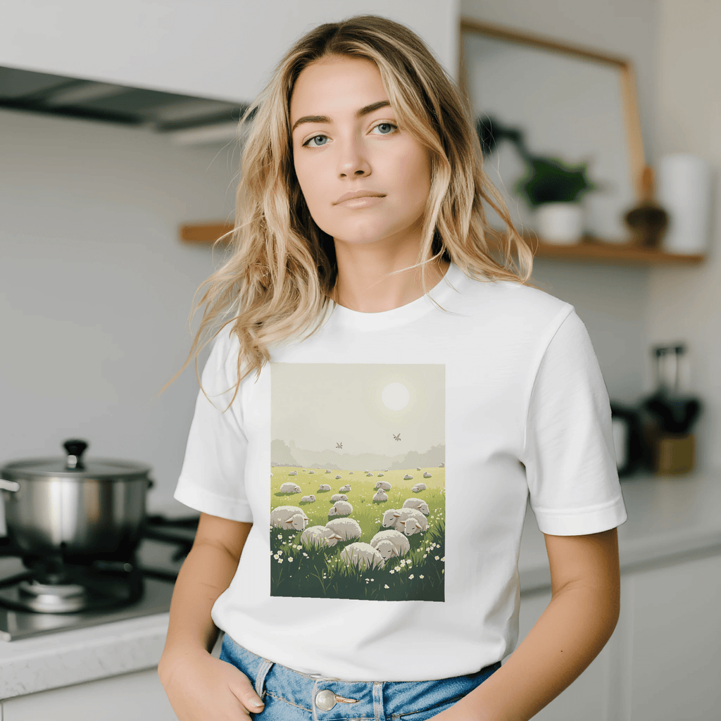 Spring Lambs Field T-Shirt | Rural Gift | The Optimism of March - Wild Thread Co