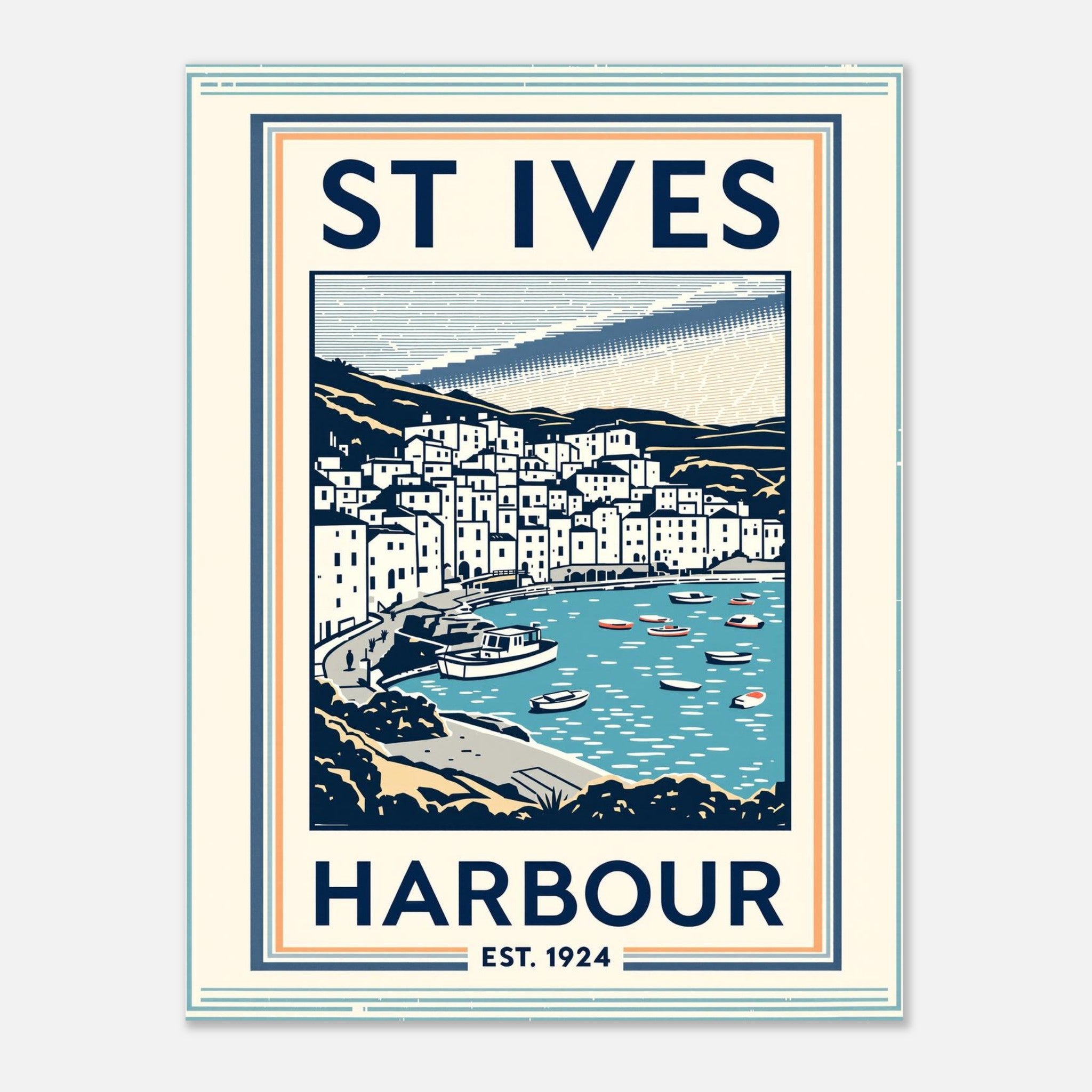 St Ives Vintage Travel Art Wall Art UK Art Print Art Print — detail view | Wild Thread Co