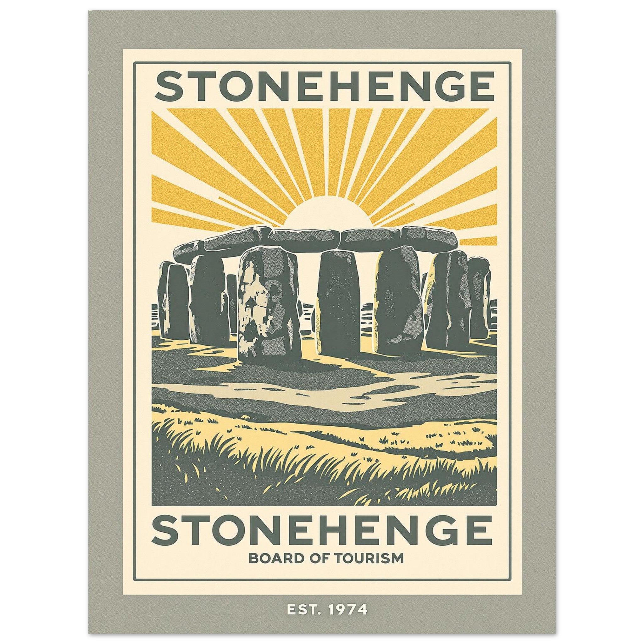 Stonehenge Vintage Travel Art Wall Art UK Art Print Poster Wall Art UK UK Gift Art Print — detail view | Wild Thread Co
