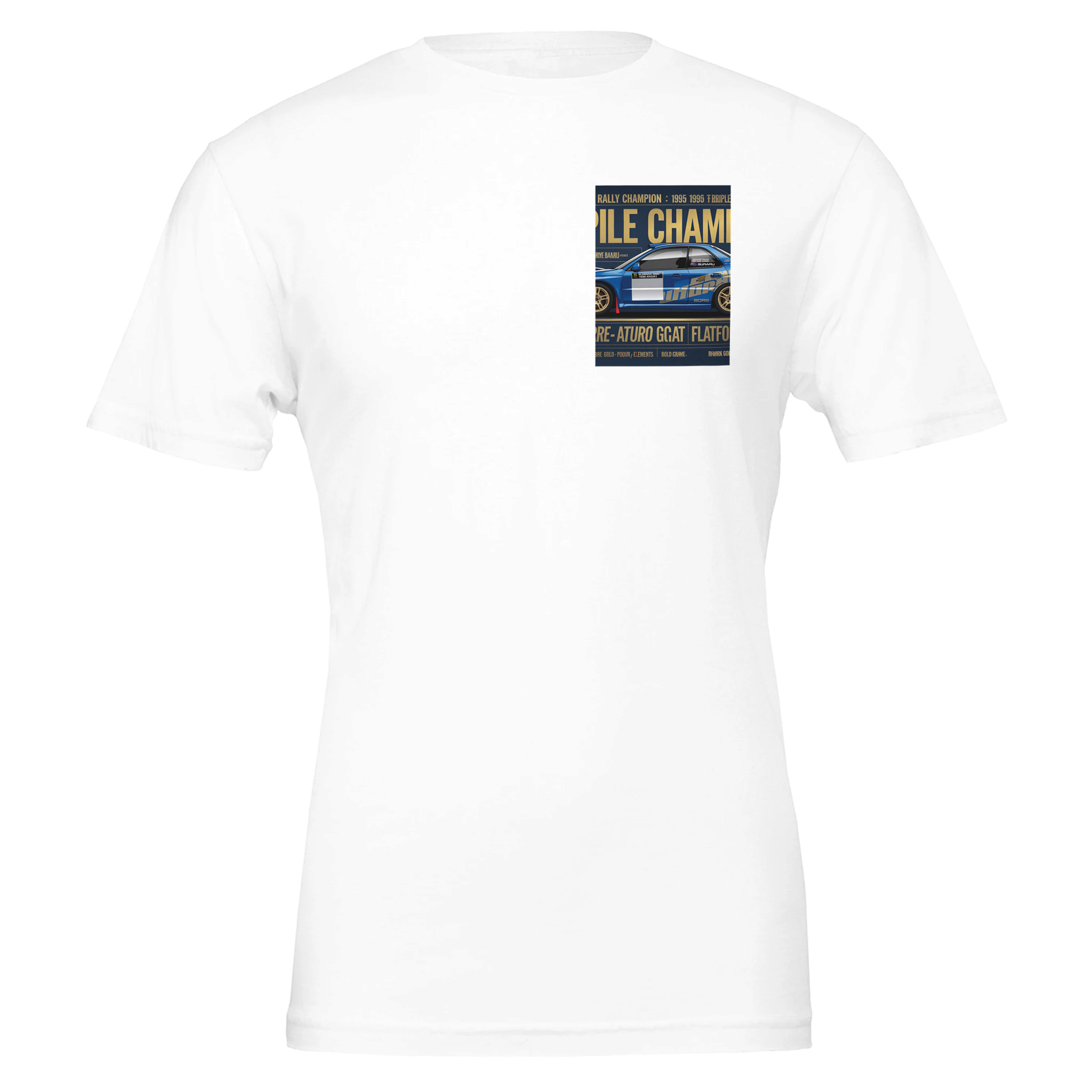 Subaru Wrx Sti Triple Wrc Champion Spec T-Shirt — detail view | Wild Thread Co