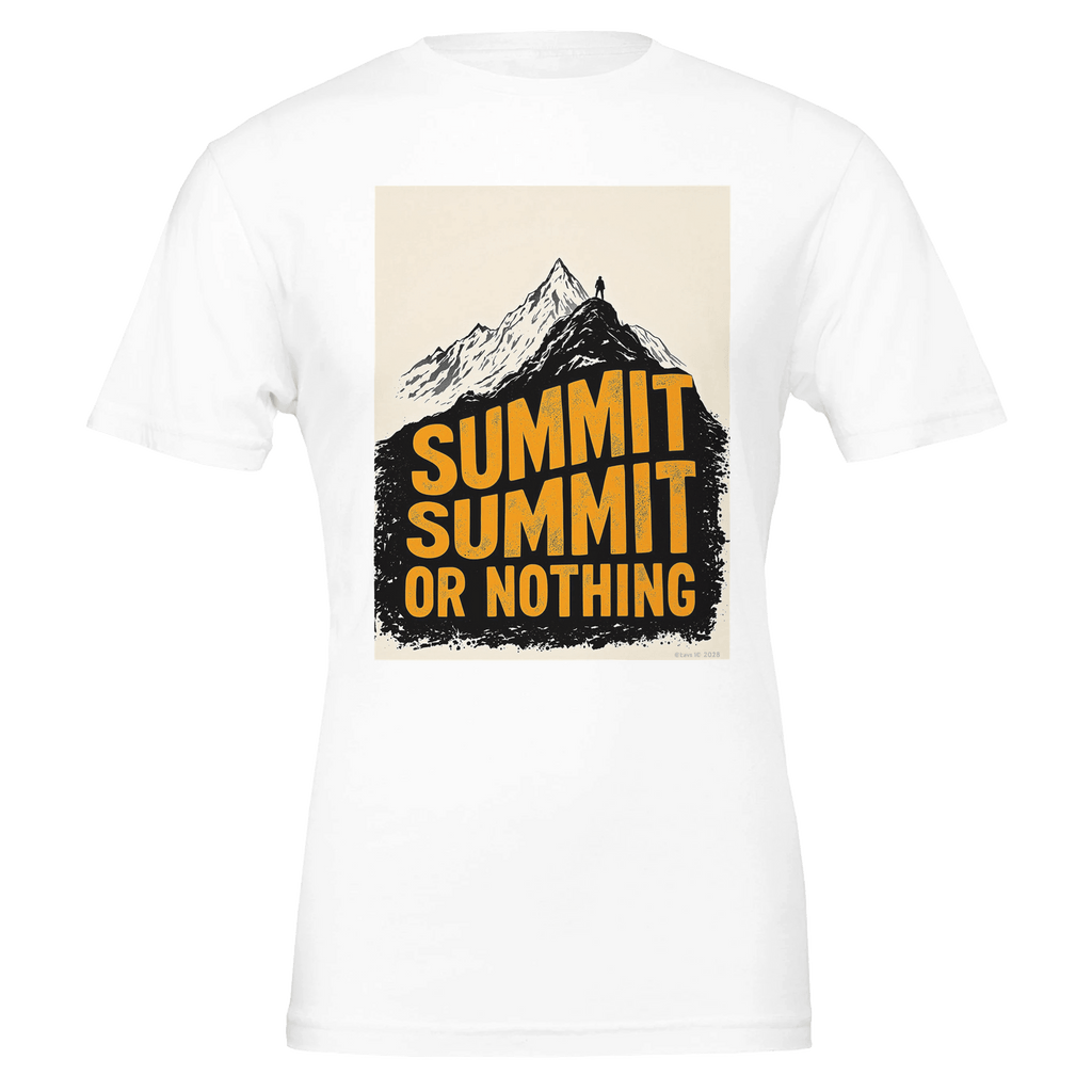 Summit or Nothing Mountain Tee | Gorpcore Hiking Shirt UK | Woodcut Design - Wild Thread Co