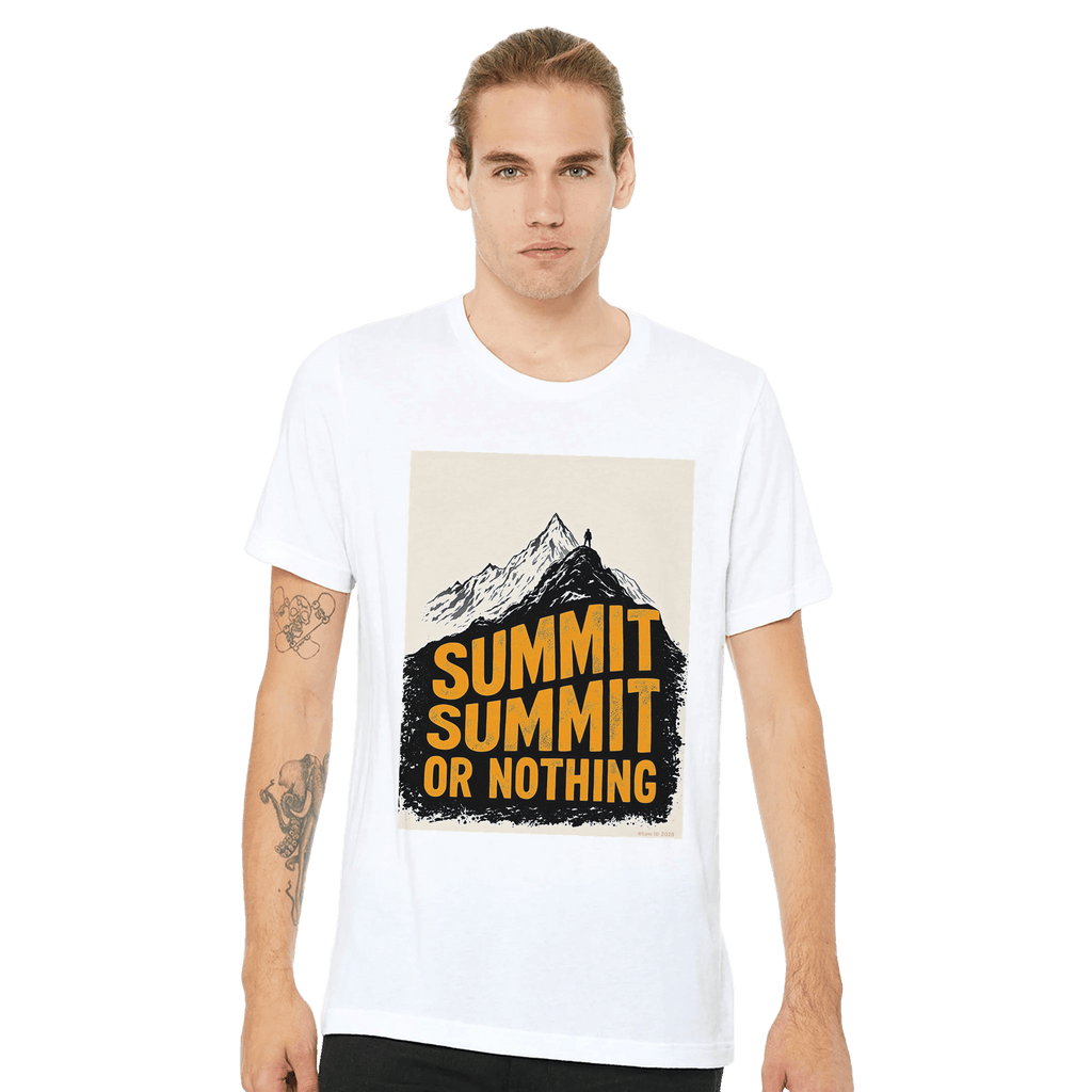 Summit or Nothing Mountain Tee | Gorpcore Hiking Shirt UK | Woodcut Design - Wild Thread Co