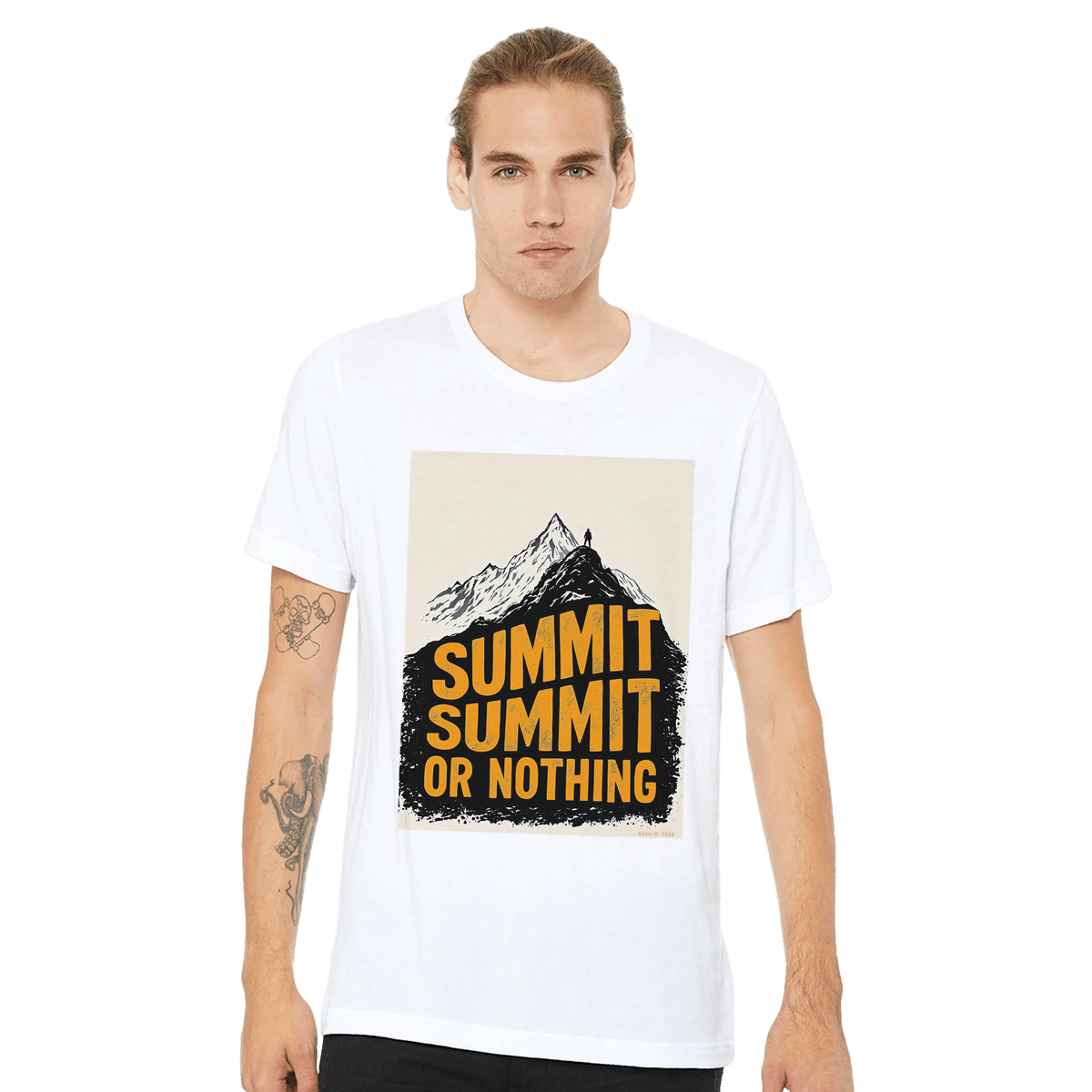 Summit or Nothing Mountain Tee | Gorpcore Hiking Shirt UK | Woodcut Design - Wild Thread Co