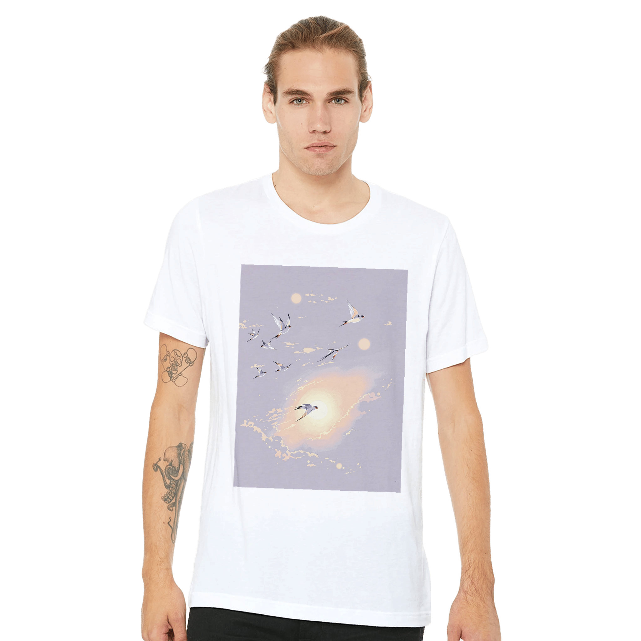 Swift Bird T-Shirt | Summer Evening Sky Illustrated Tee - Wild Thread Co