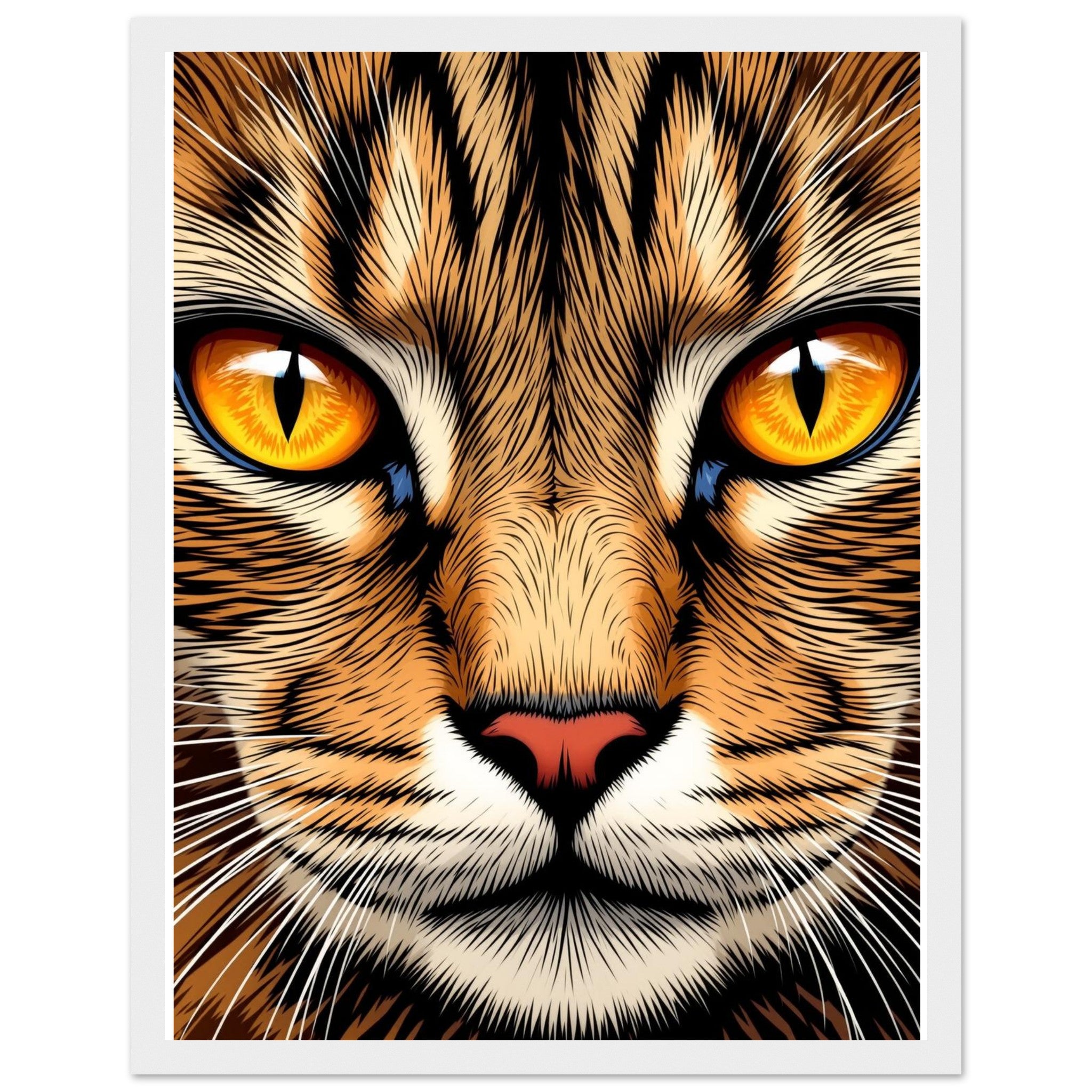 Tabby Cat Close Up Art Wall Art Ready to Hang UK Framed Art Print — detail view | Wild Thread Co