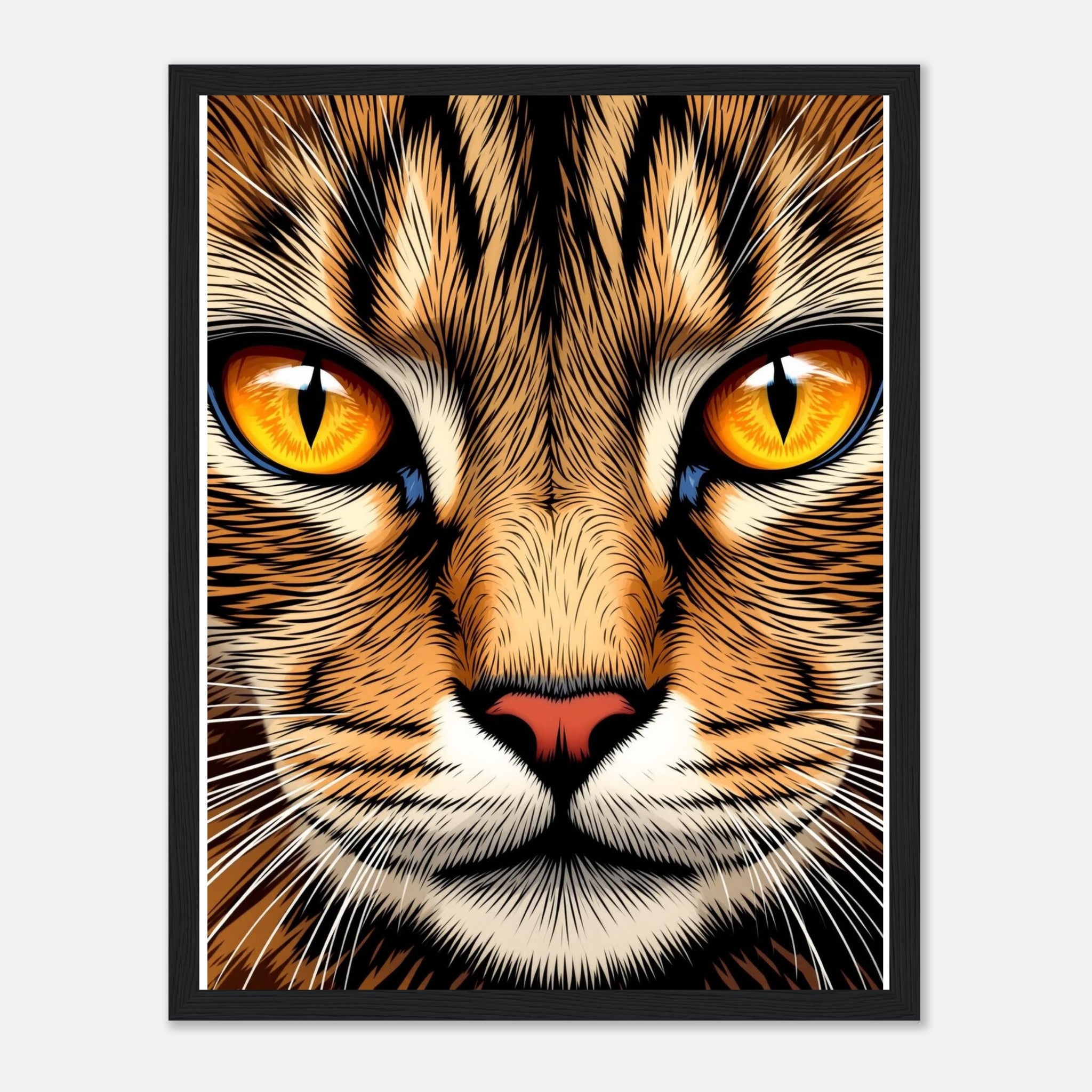 Tabby Cat Close Up Art Wall Art Ready to Hang UK Framed Art Print — detail view | Wild Thread Co
