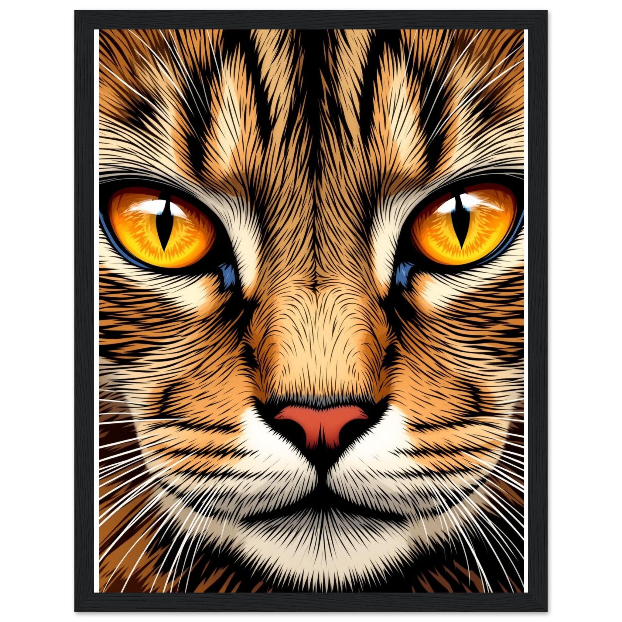 Tabby Cat Close Up Art Wall Art Ready to Hang UK — Framed Art Print | Wild Thread Co UK