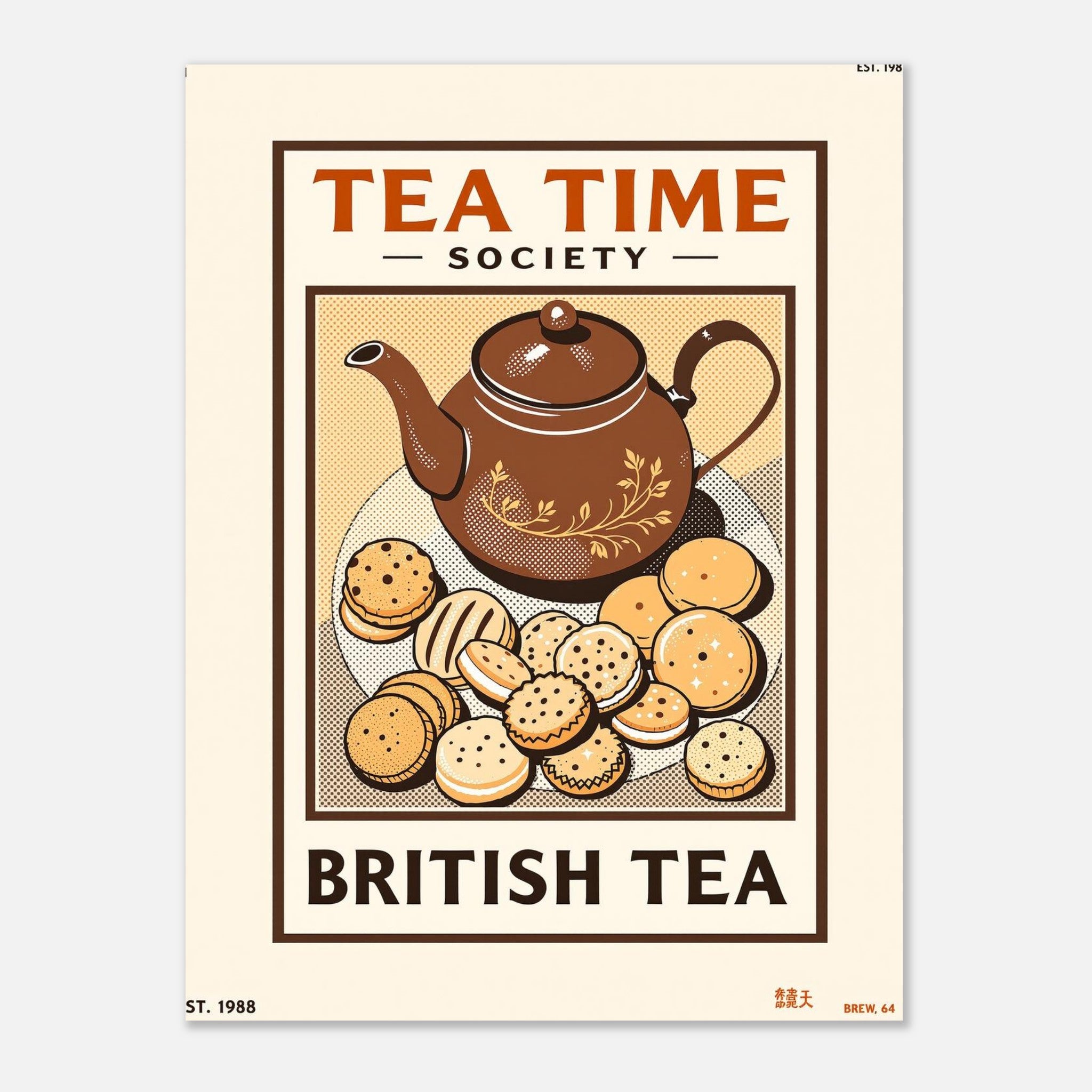Tea Time Vintage Travel Art Wall Art UK Art Print Poster Wall Art UK UK Gift Art Print — detail view | Wild Thread Co