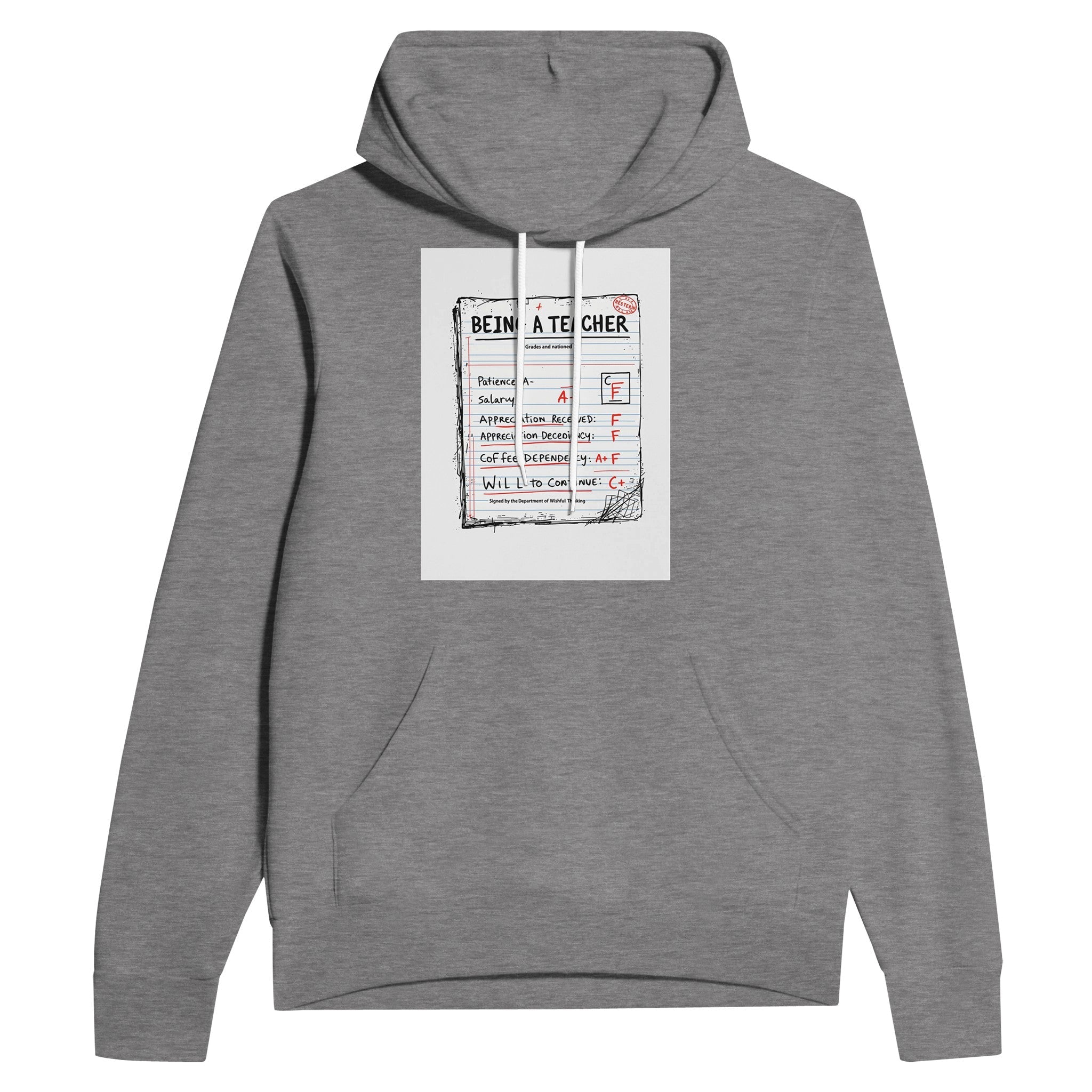 Teacher Report Card Funny Hoodie Gift UK School Staff Dark Humour - Wild Thread Co