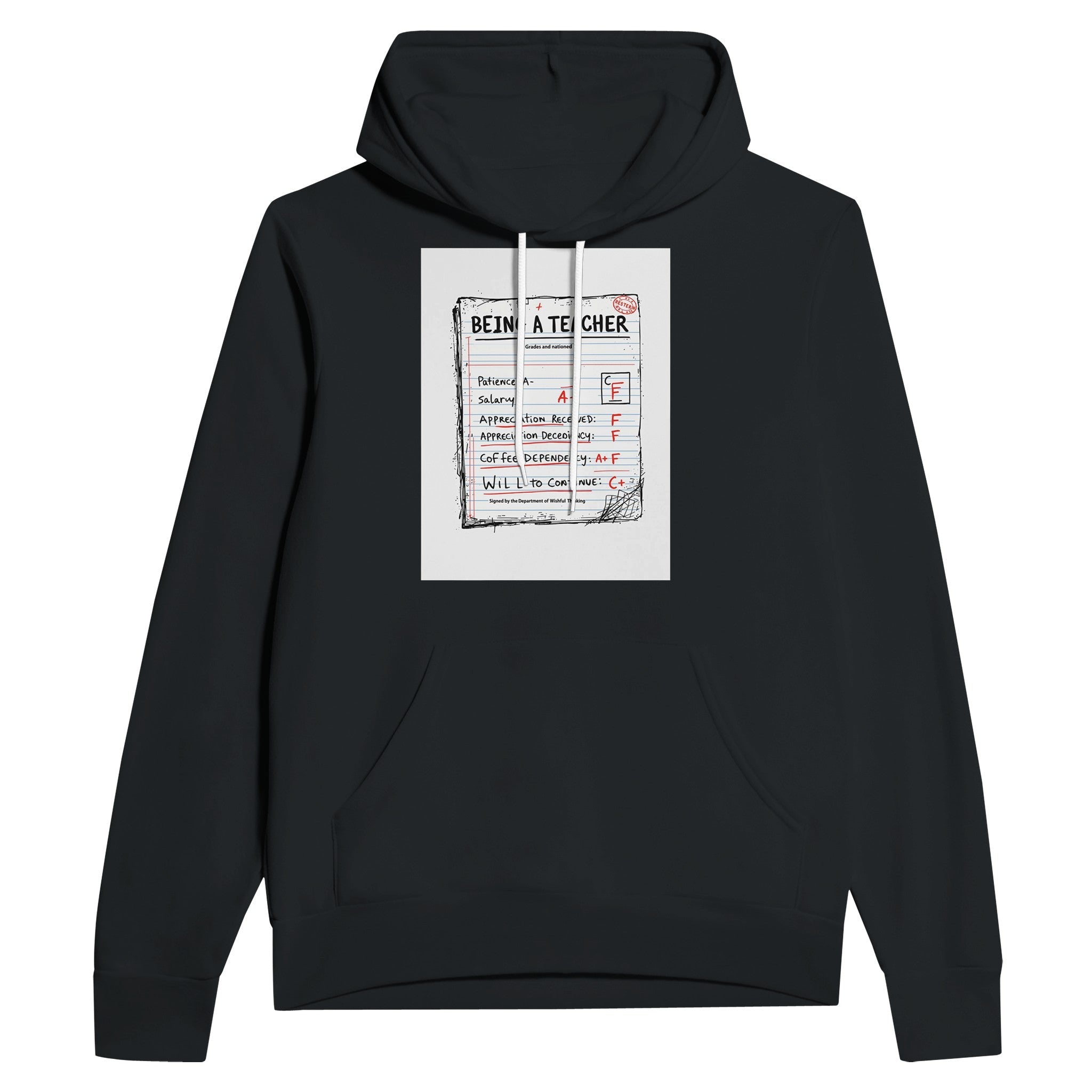 Teacher Report Card Funny Hoodie Gift UK School Staff Dark Humour - Wild Thread Co