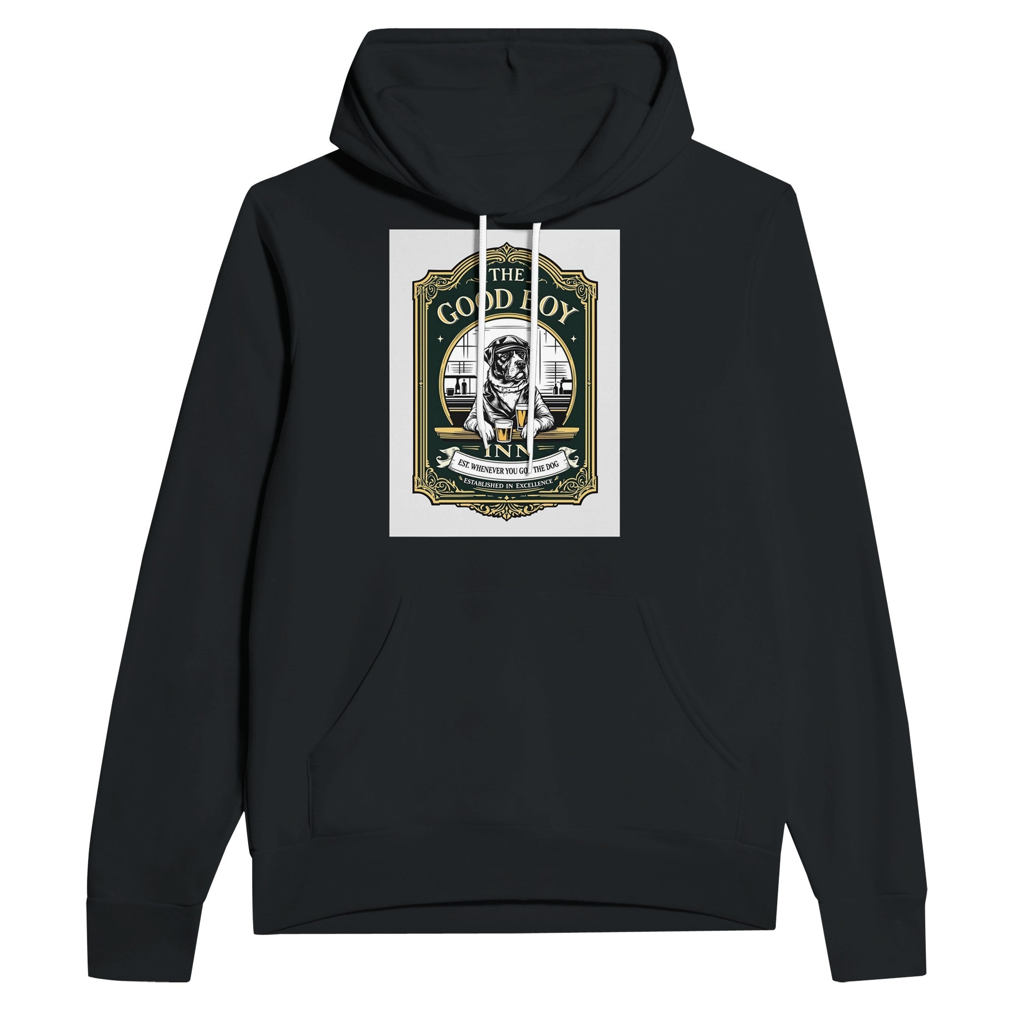 The Good Boy Inn Navy Hoodie | Dog Dad Pub Gift Funny Dog Lover Hoodie - Wild Thread Co