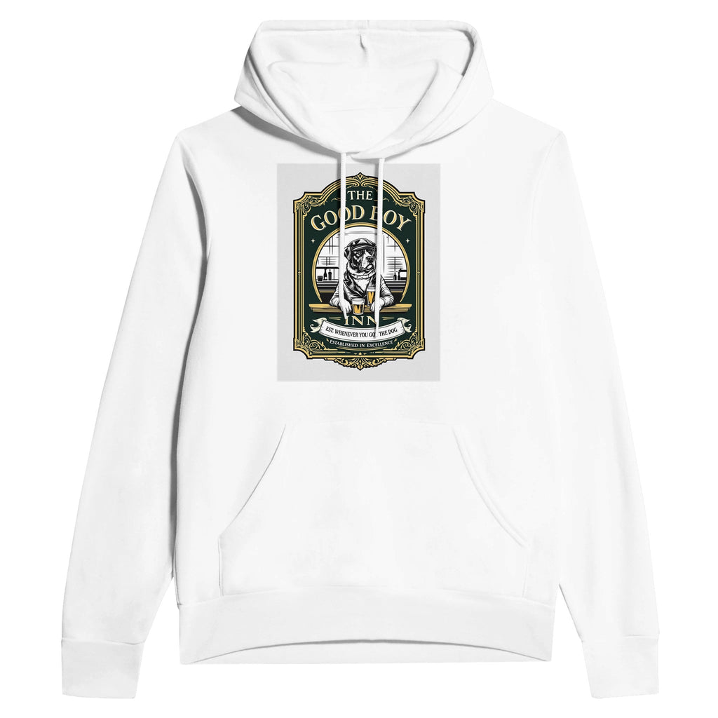 The Good Boy Inn Navy Hoodie | Dog Dad Pub Gift Funny Dog Lover Hoodie - Wild Thread Co
