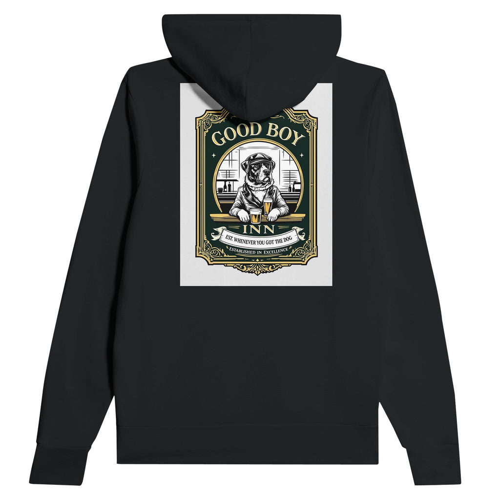 The Good Boy Inn Navy Hoodie | Dog Dad Pub Gift Funny Dog Lover Hoodie - Wild Thread Co