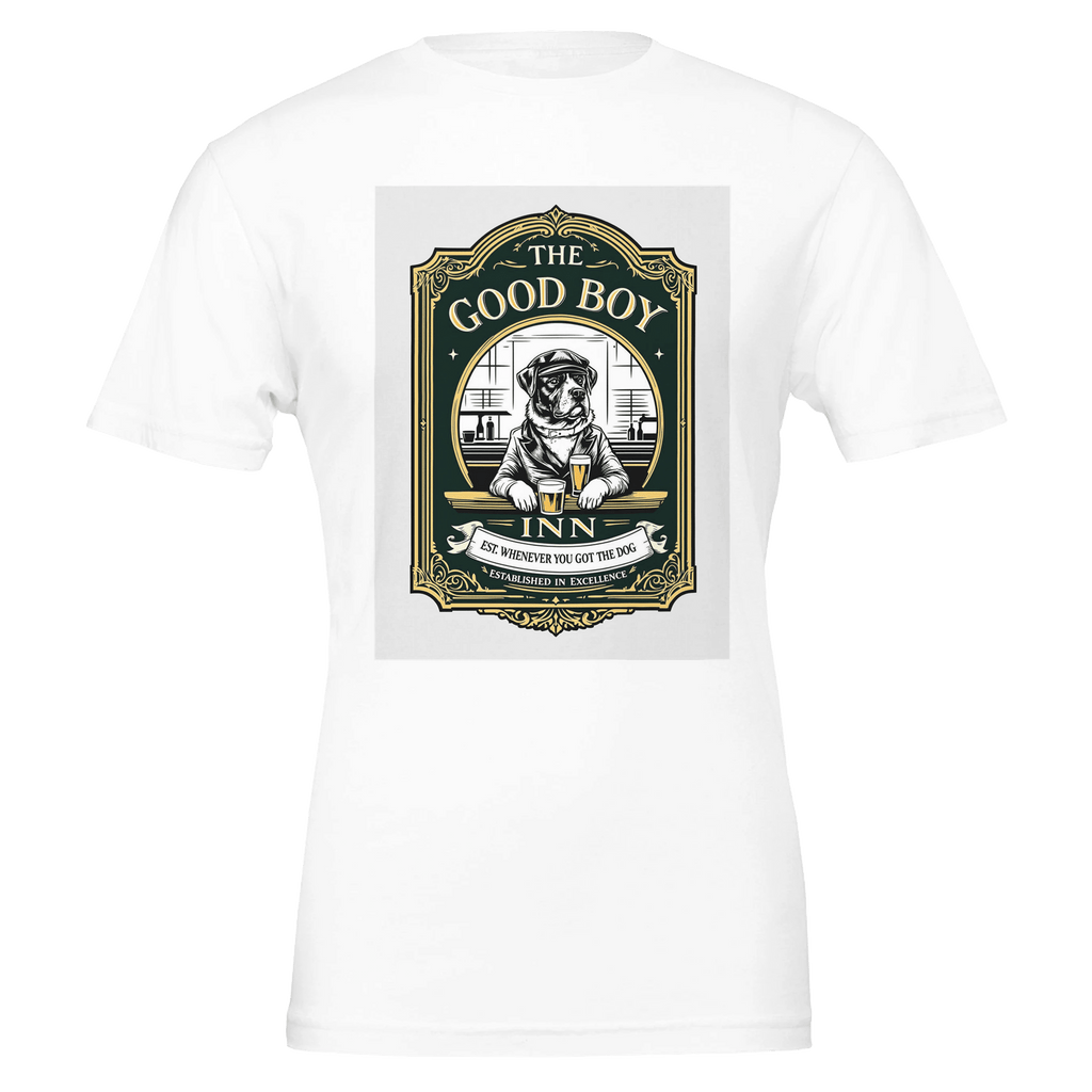 The Good Boy Inn Navy T-Shirt | Dog Dad Pub Gift | Funny Dog Lover Tee UK - Wild Thread Co