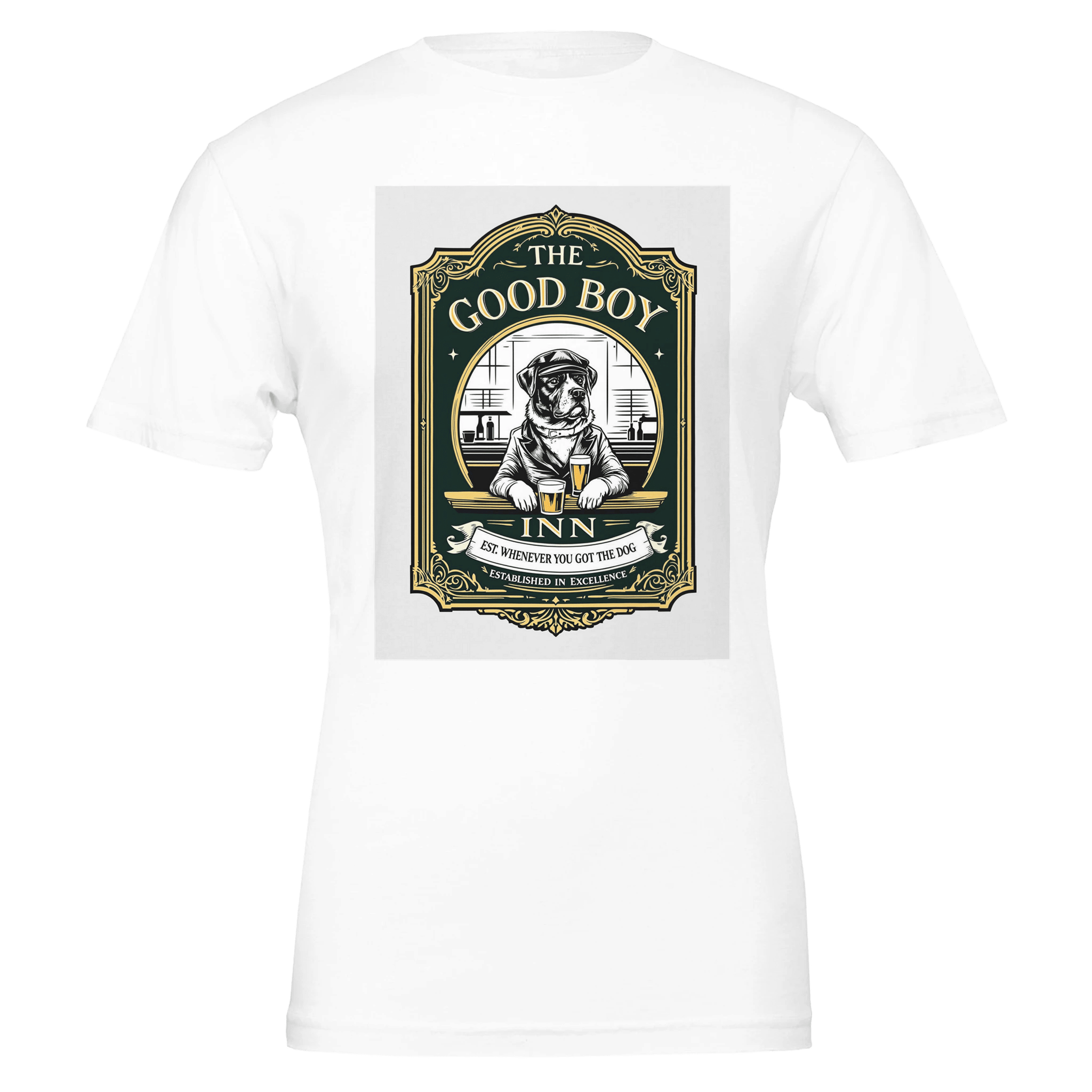 The Good Boy Inn Navy T-Shirt | Dog Dad Pub Gift | Funny Dog Lover Tee UK - Wild Thread Co