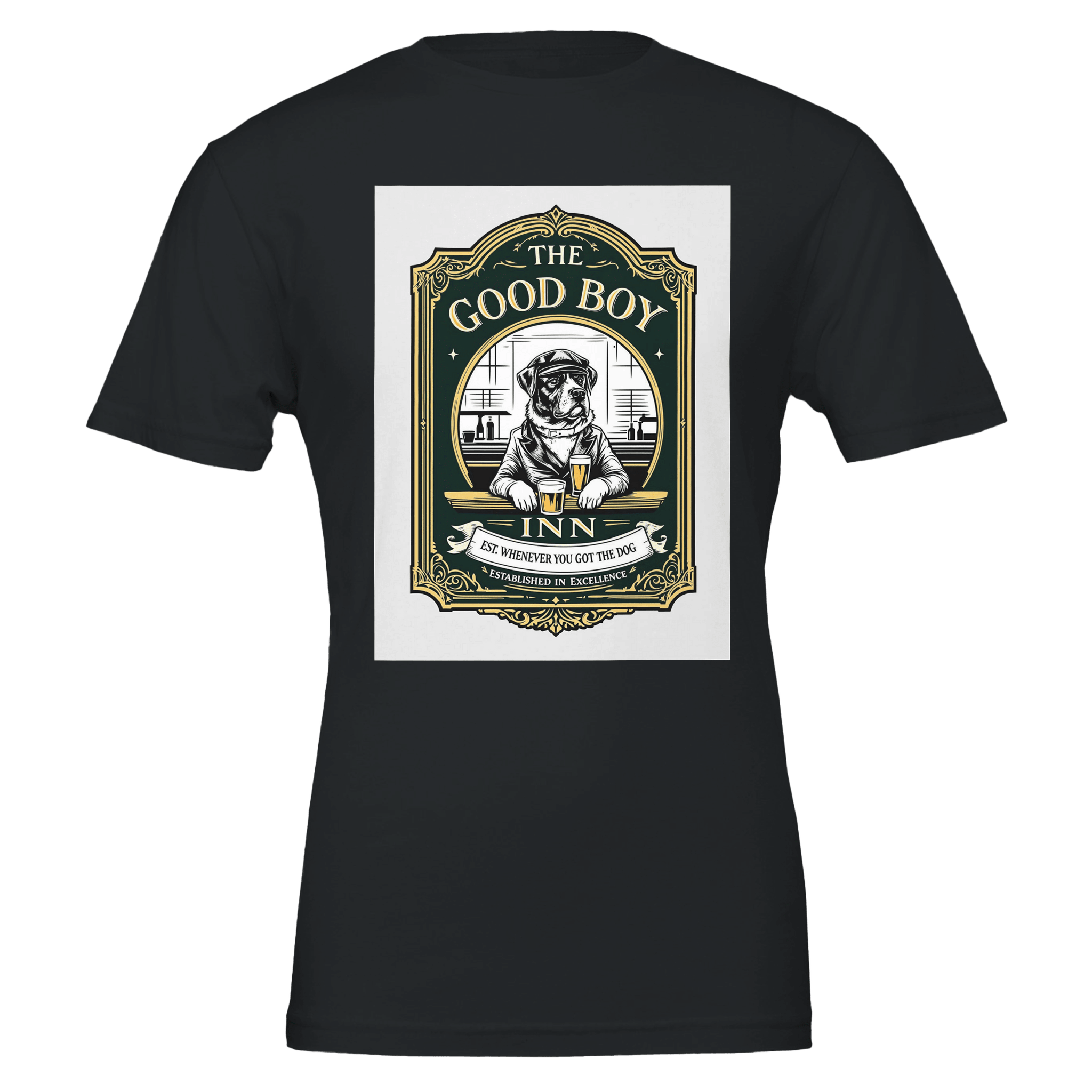 The Good Boy Inn Navy T-Shirt | Dog Dad Pub Gift | Funny Dog Lover Tee UK - Wild Thread Co