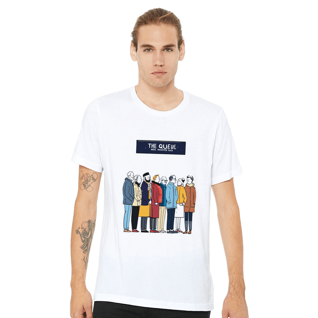 The Queue British Humour T-Shirt | Funny Queuing Tee UK - Wild Thread Co