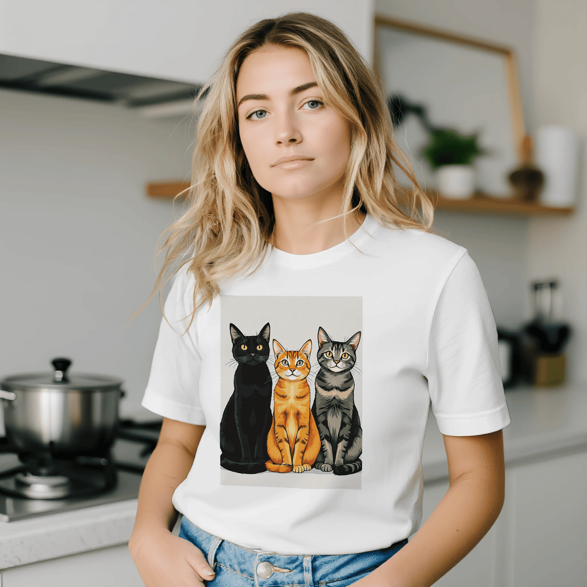 Three Cats In A Row T-Shirt | Unique Gift UK - Wild Thread Co