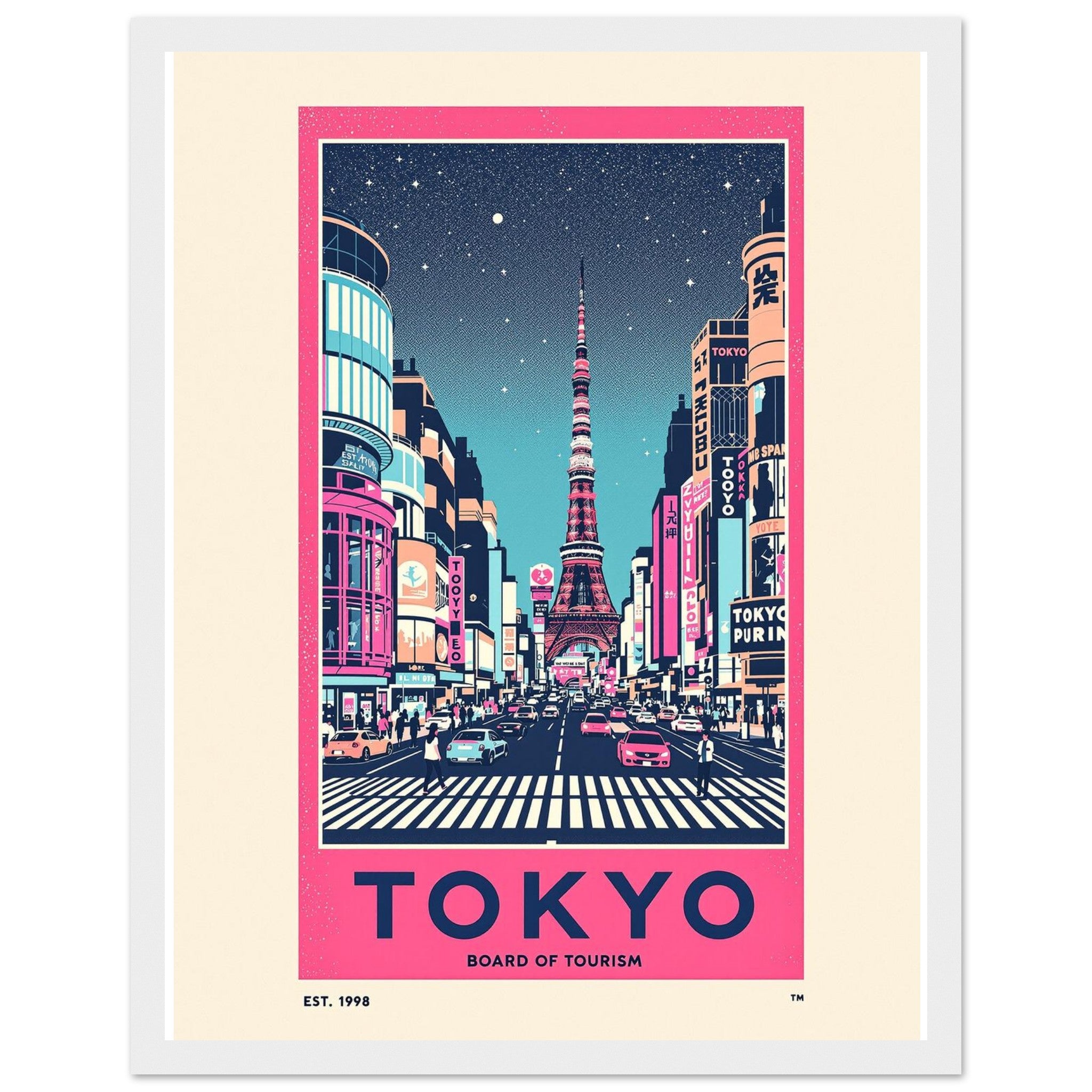 Tokyo Vintage Travel Framed Print Wall Art Ready to Hang UK Framed Art Print — detail view | Wild Thread Co
