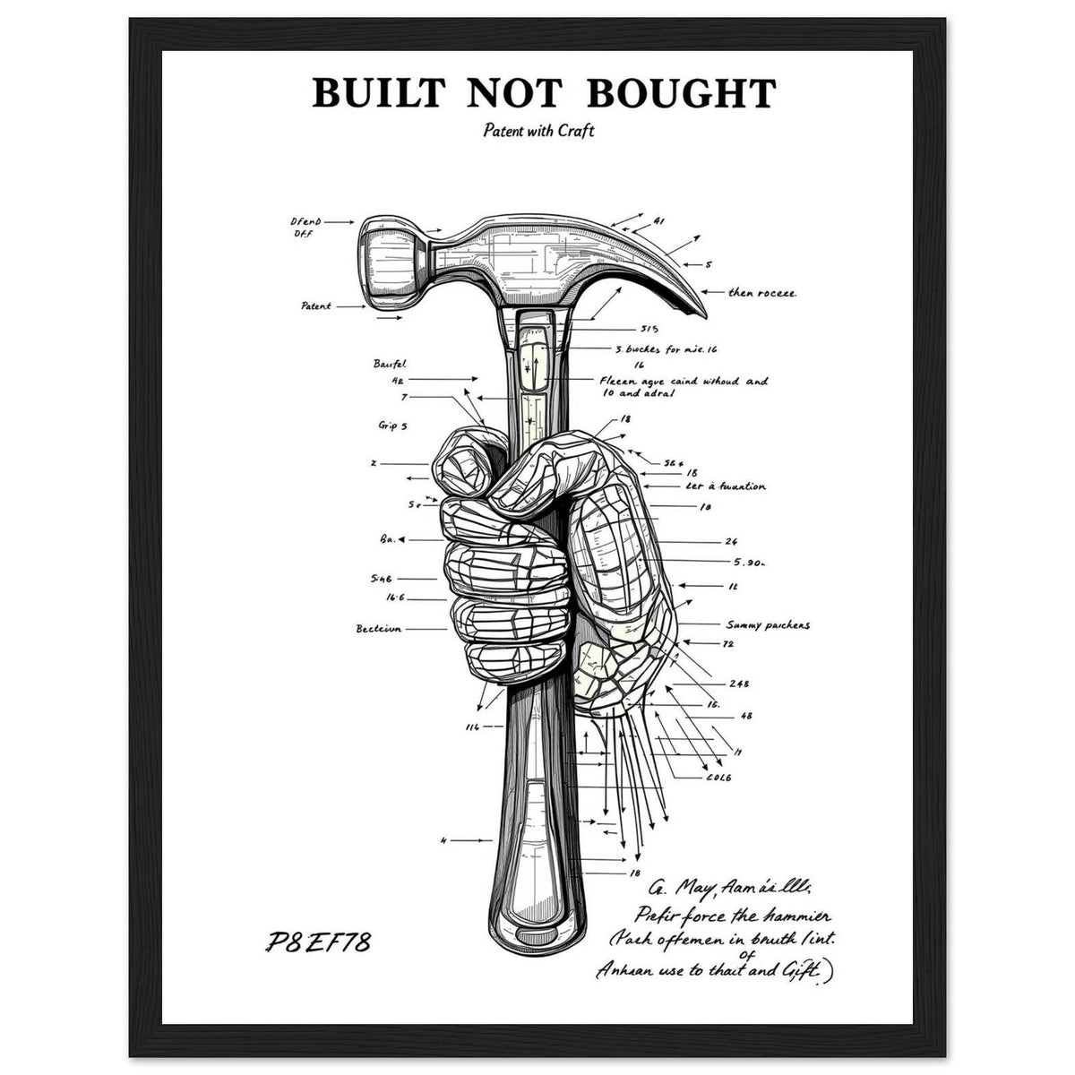 Tradesperson Built Not Bought Framed Print Wall Art Ready to Hang UK - Wild Thread Co