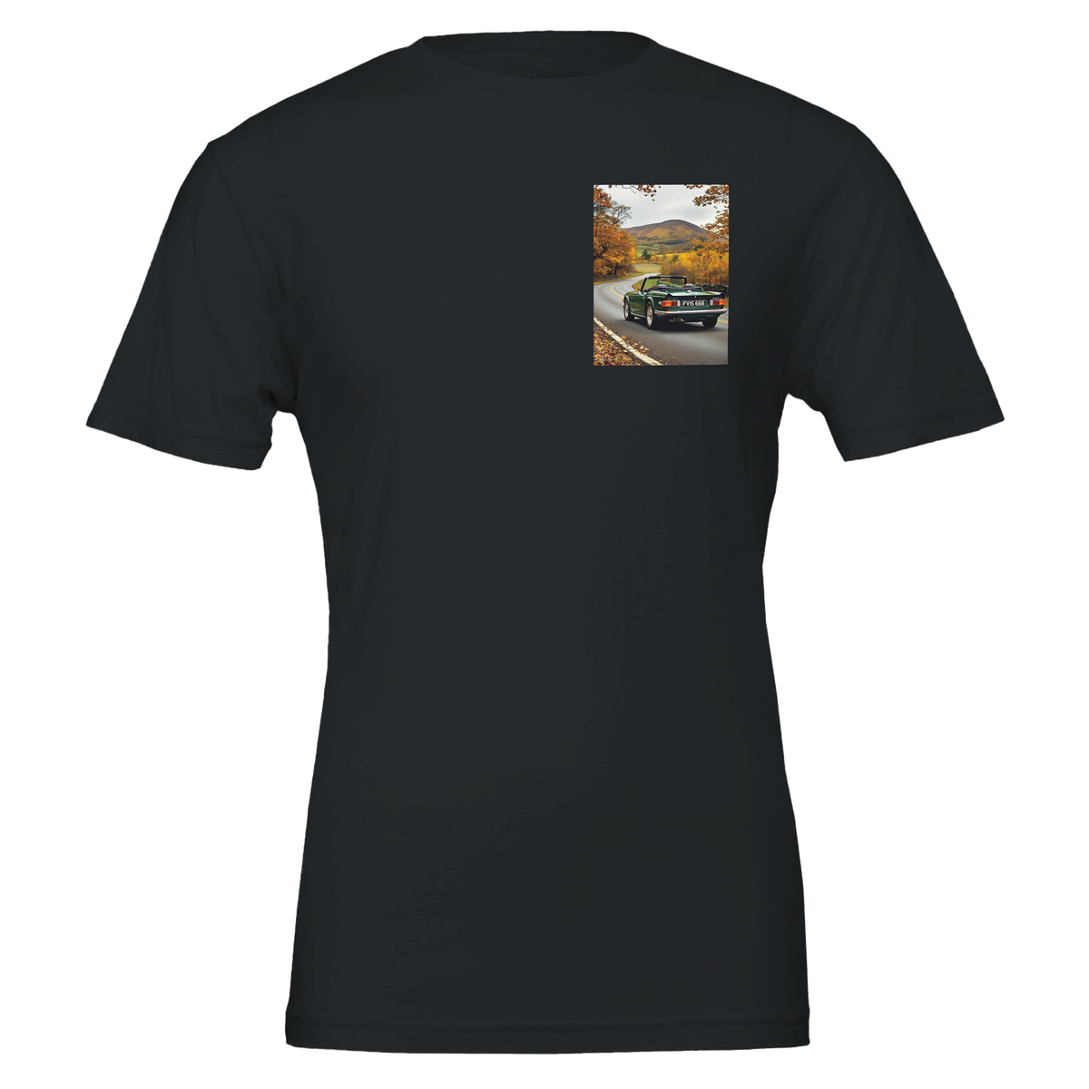 Triumph Tr6 Countryside | T-Shirt | Garage Workshop Wall Art - Wild Thread Co