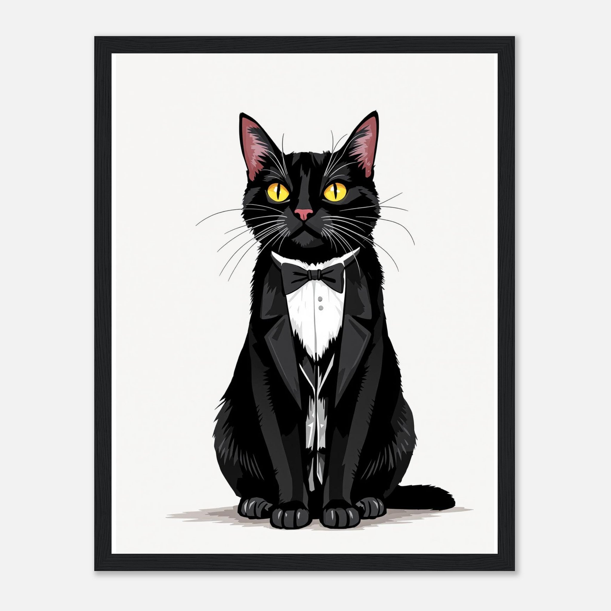 Tuxedo Cat Gentleman Art Wall Art Ready to Hang UK Framed Print t Framed Art Print — detail view | Wild Thread Co
