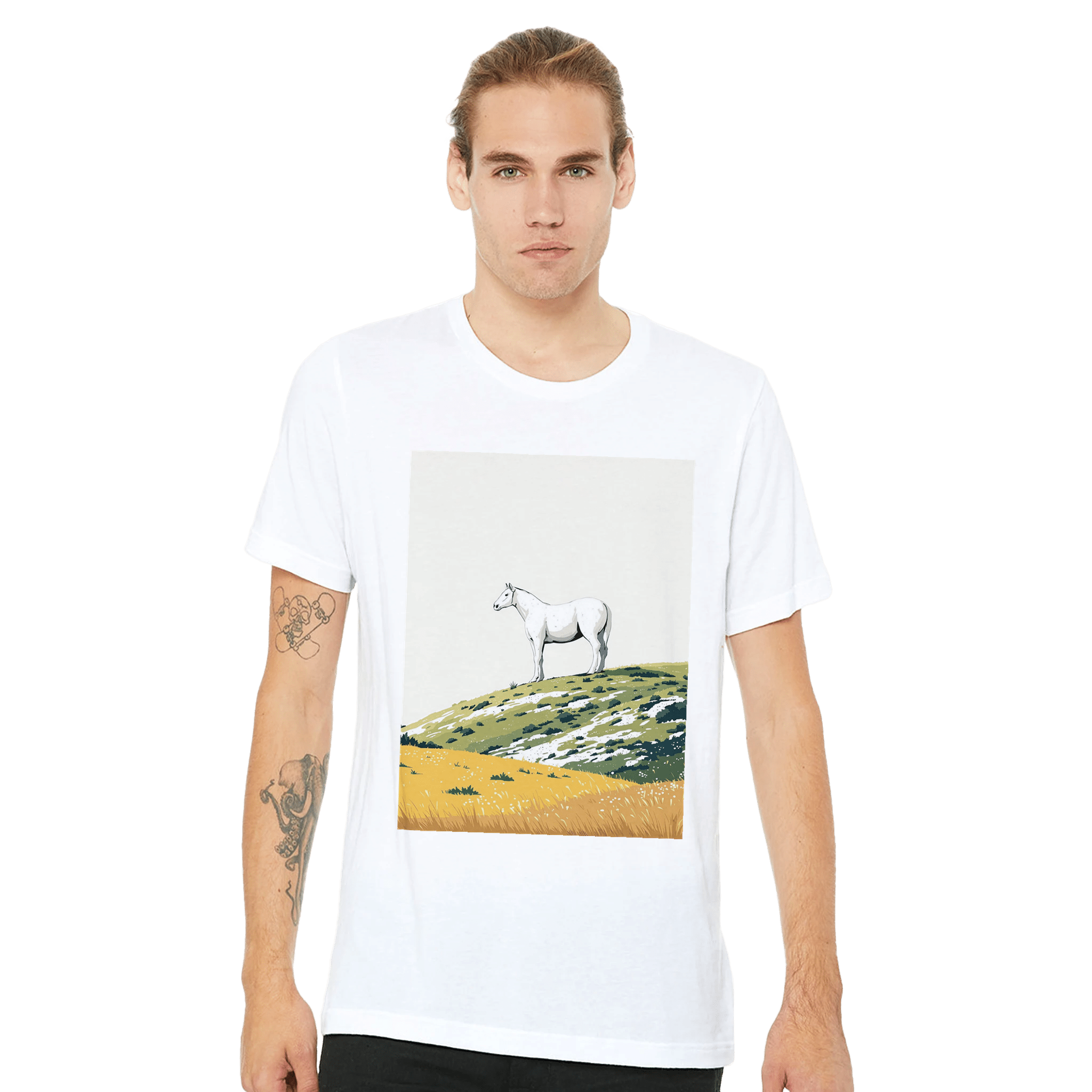 Uffington White Horse T-Shirt | Ancient Britain Gift | Navy Unisex Tee - Wild Thread Co