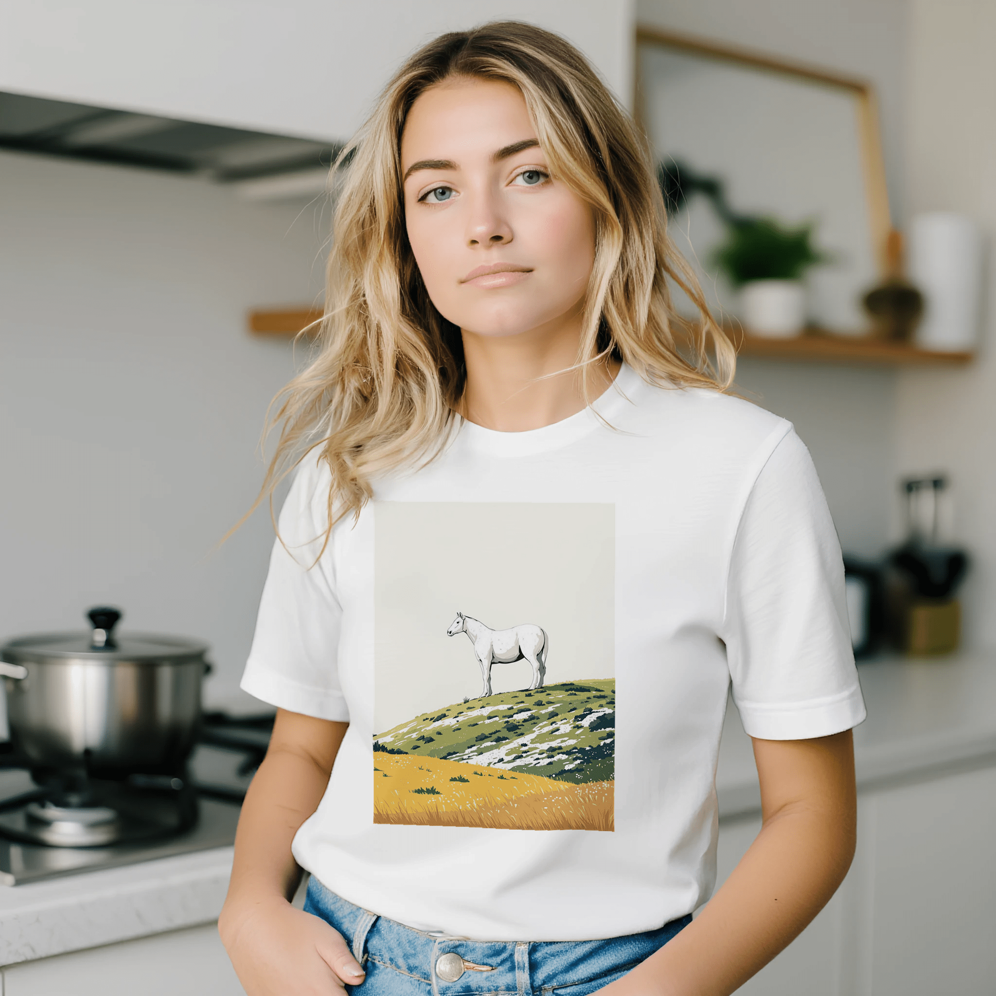 Uffington White Horse T-Shirt | Ancient Britain Gift | Navy Unisex Tee - Wild Thread Co