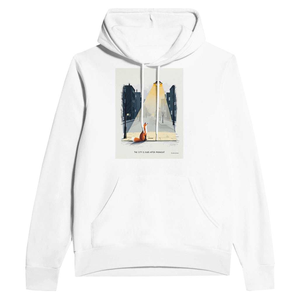 Urban Fox Night Hoodie | Fox Lover Gift UK | Streetlight Design - Wild Thread Co