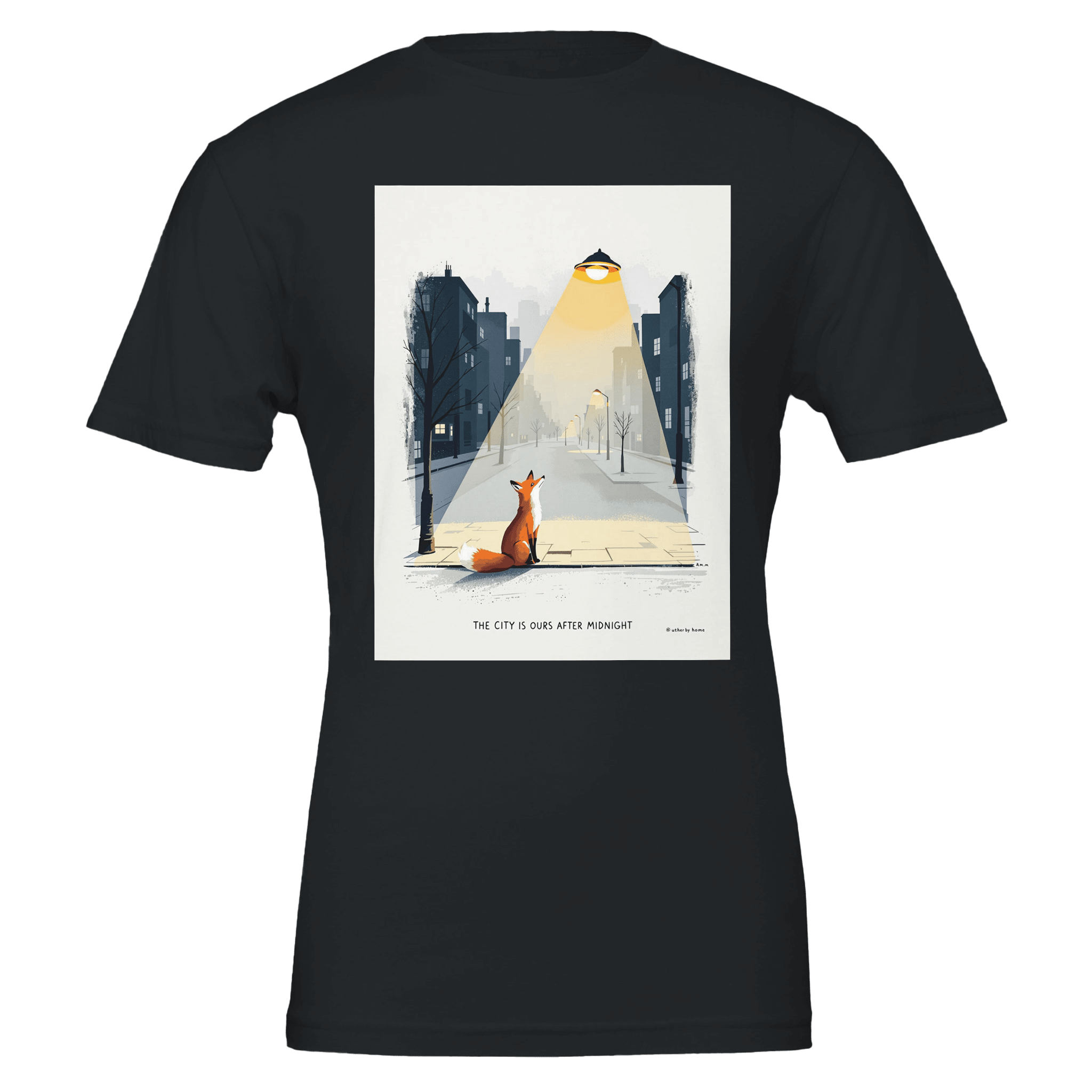 Urban Fox Night T-Shirt | Fox Lover Gift UK | Streetlight Design - Wild Thread Co