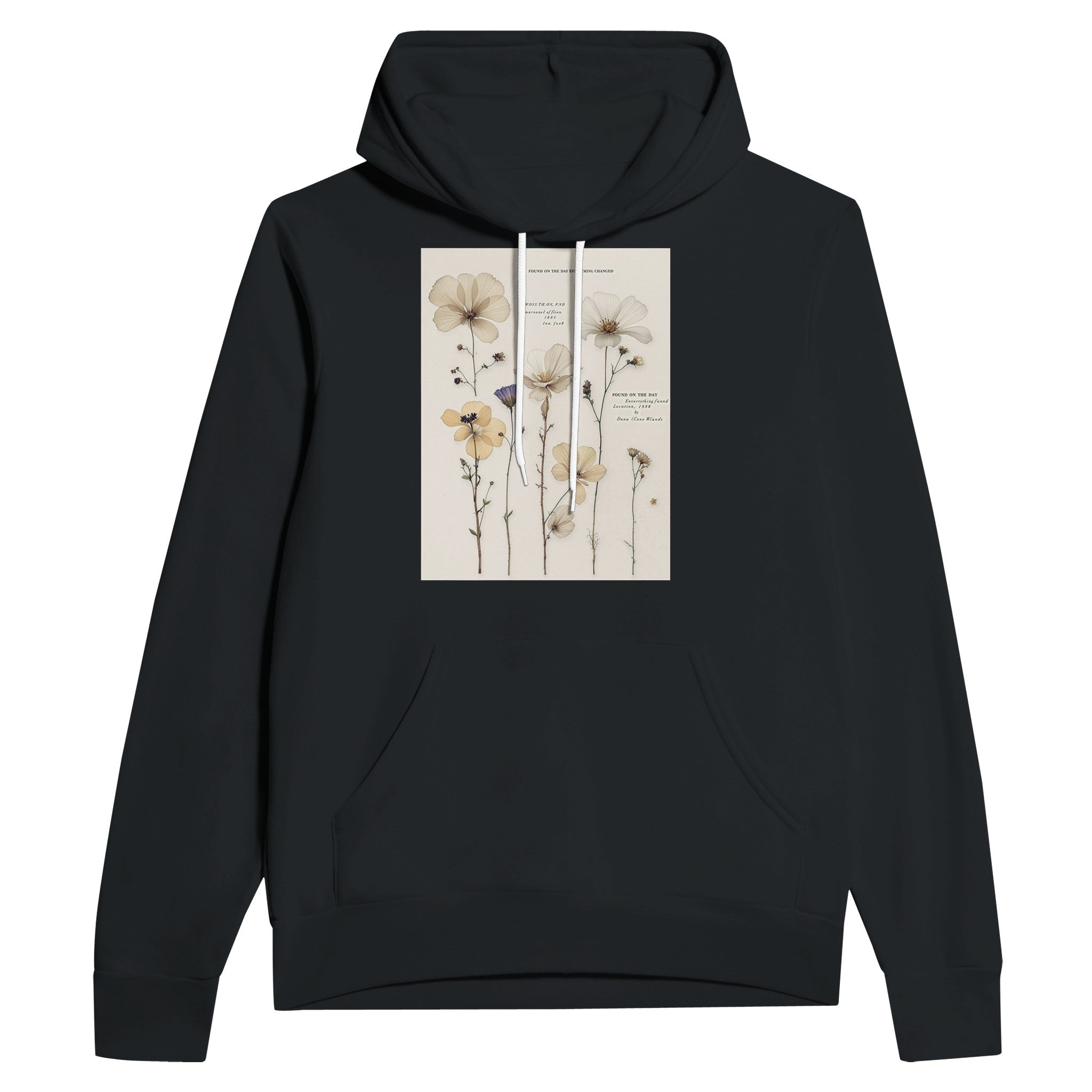 Victorian Pressed Flower Navy Hoodie | Dark Academia Botanical Hoodie - Wild Thread Co