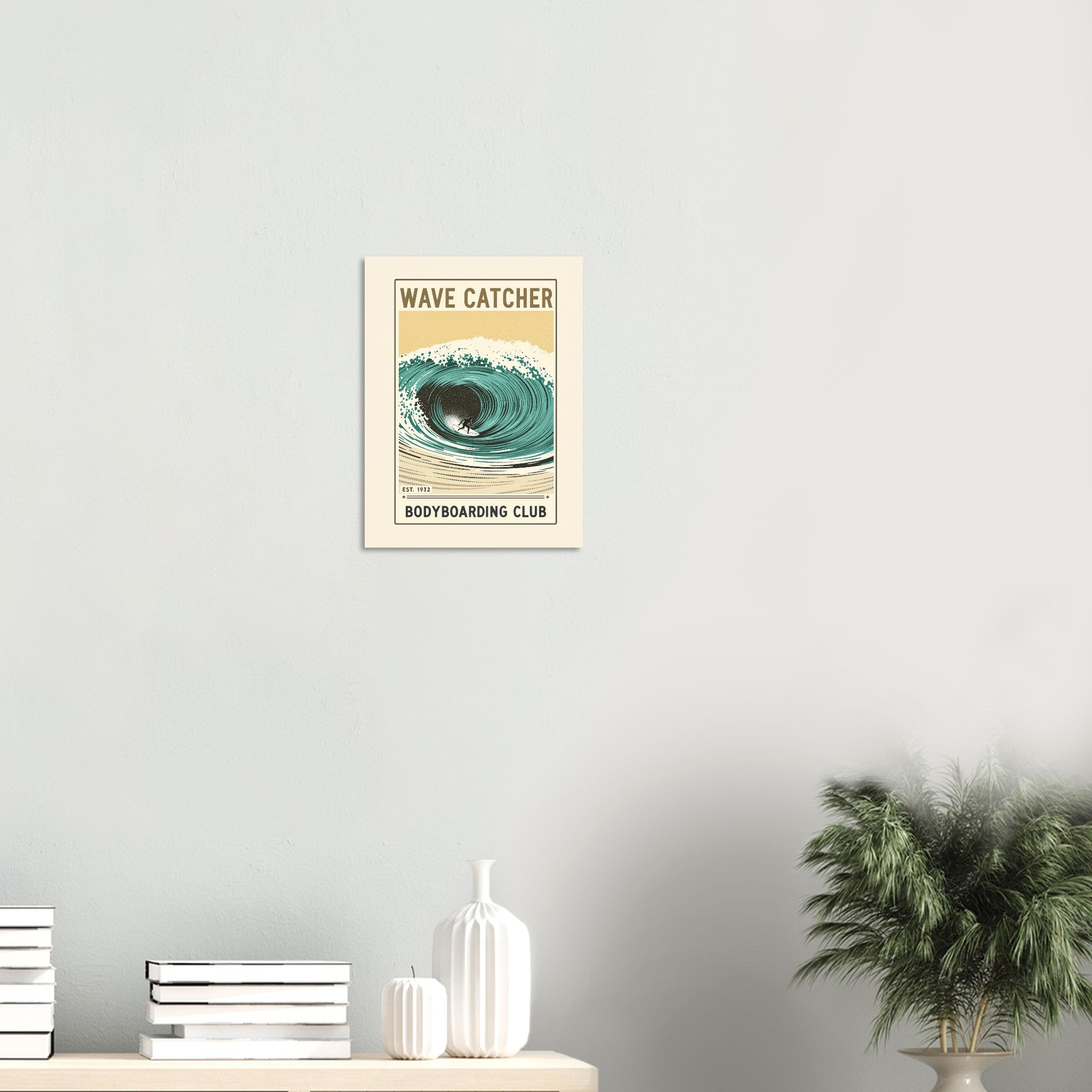 Wave Catcher Vintage Travel Art Wall Art UK Art Print Poster Wall Art UK UK Gift Art Print — detail view | Wild Thread Co