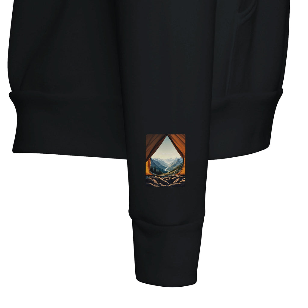 Wild Camping Mountain Morning Hoodie | Tent Doorway View Hoodie - Wild Thread Co