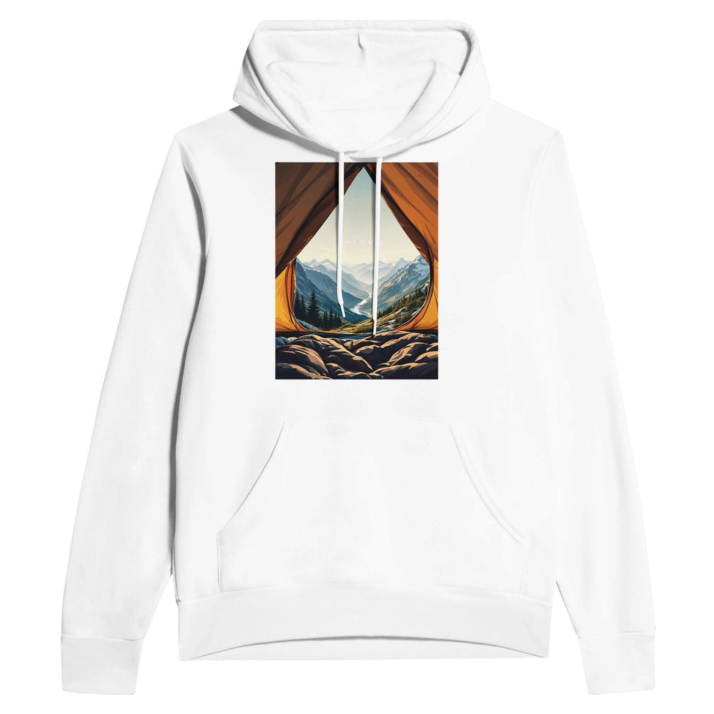 Wild Camping Mountain Morning Hoodie | Tent Doorway View Hoodie - Wild Thread Co