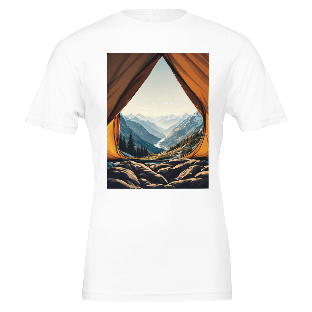 Wild Camping Mountain Morning T-Shirt | Tent Doorway View Tee - Wild Thread Co
