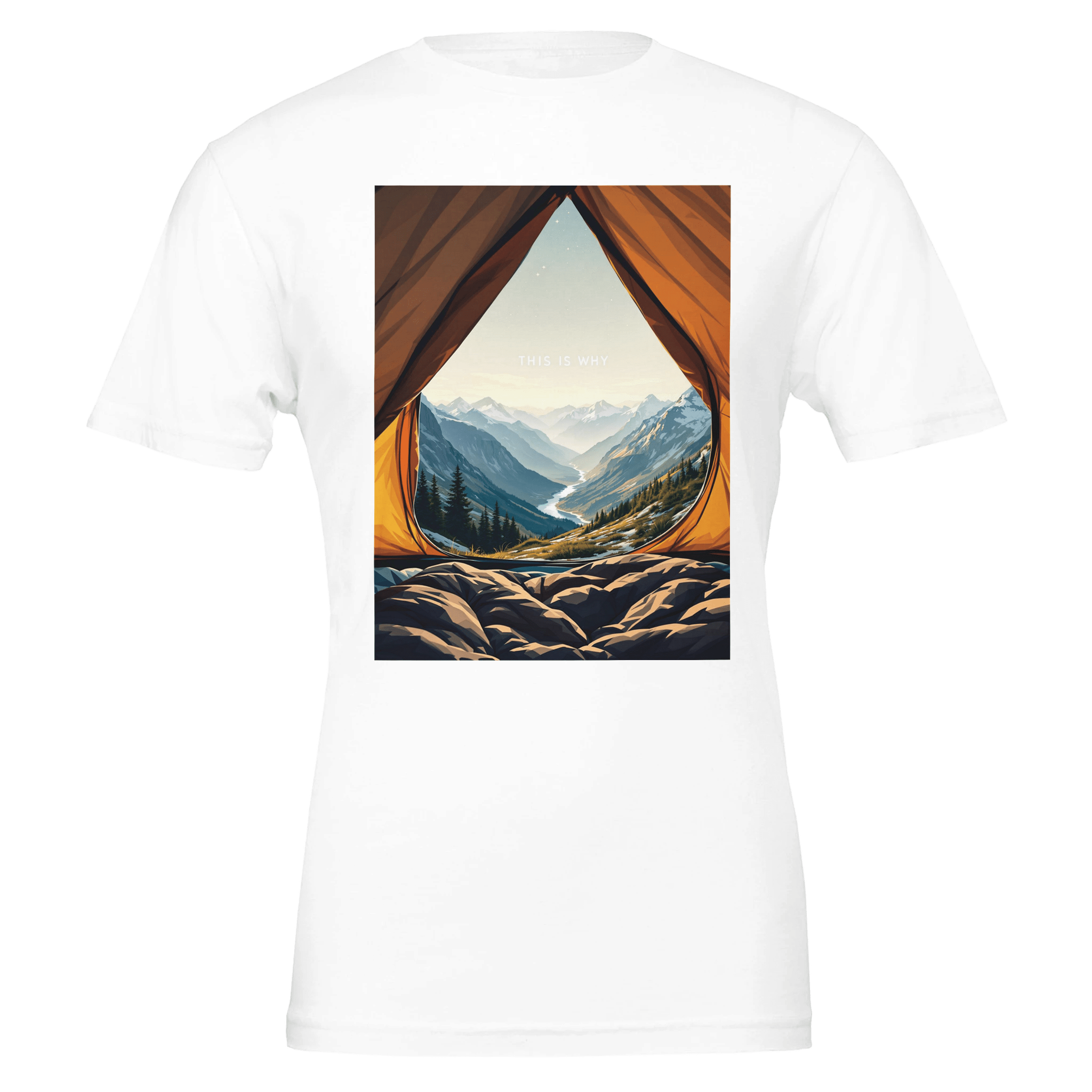 Wild Camping Mountain Morning T-Shirt | Tent Doorway View Tee - Wild Thread Co